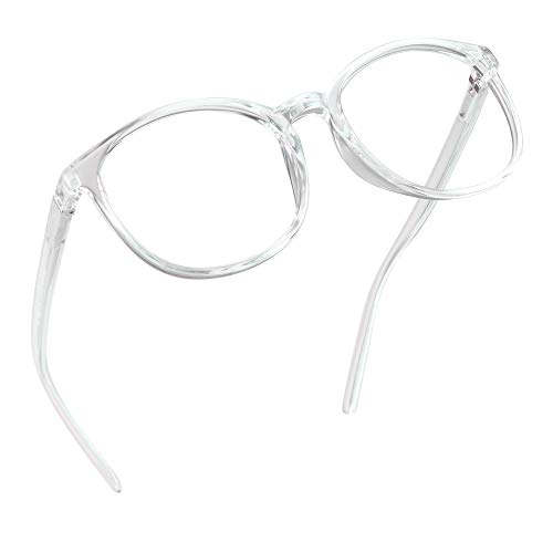 Blue Light Blocking Glasses for Computer & Gaming - Anti Eyestrain Reading Glasses with Spring Hinge for Women & Men - Anti Glare TV & Digital Screen Protection (Transparent Lens, +6.00 Magnification) - Perfect for Office Work, Online Classes & Nighttime Screen Use