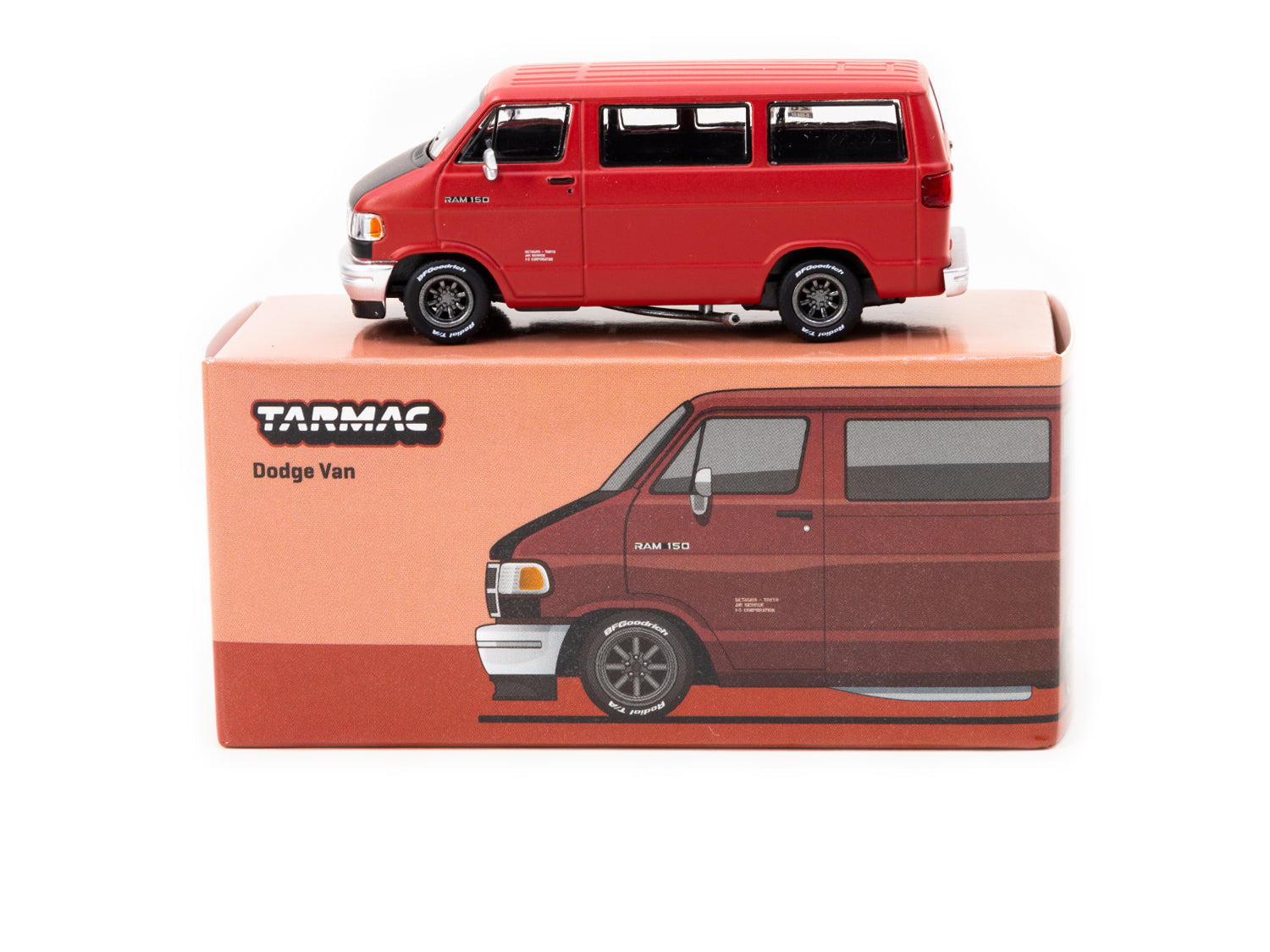 1/64 Scale Tarmac Works Dodge Van Diecast Model Car - Red GLOBAL64 - Perfect for Collectors, Display & Racing Scenes