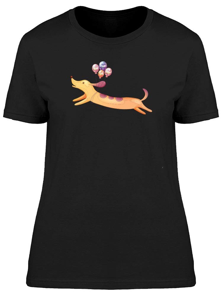 Smartprints Women's Dog with Balloons Graphic T-Shirt - Cute Casual Tee for Dog Lovers, Perfect for Everyday Wear & Pet-Themed Outfits