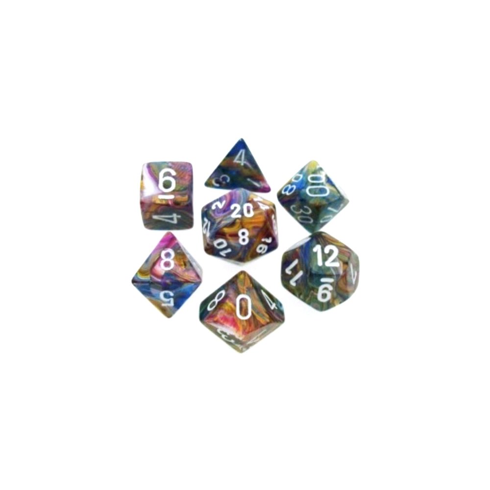 Polyhedral 7-Die Festive Dice Set with White Numbers - Perfect for D&D, RPG Games & Tabletop Adventures | CHX-27440