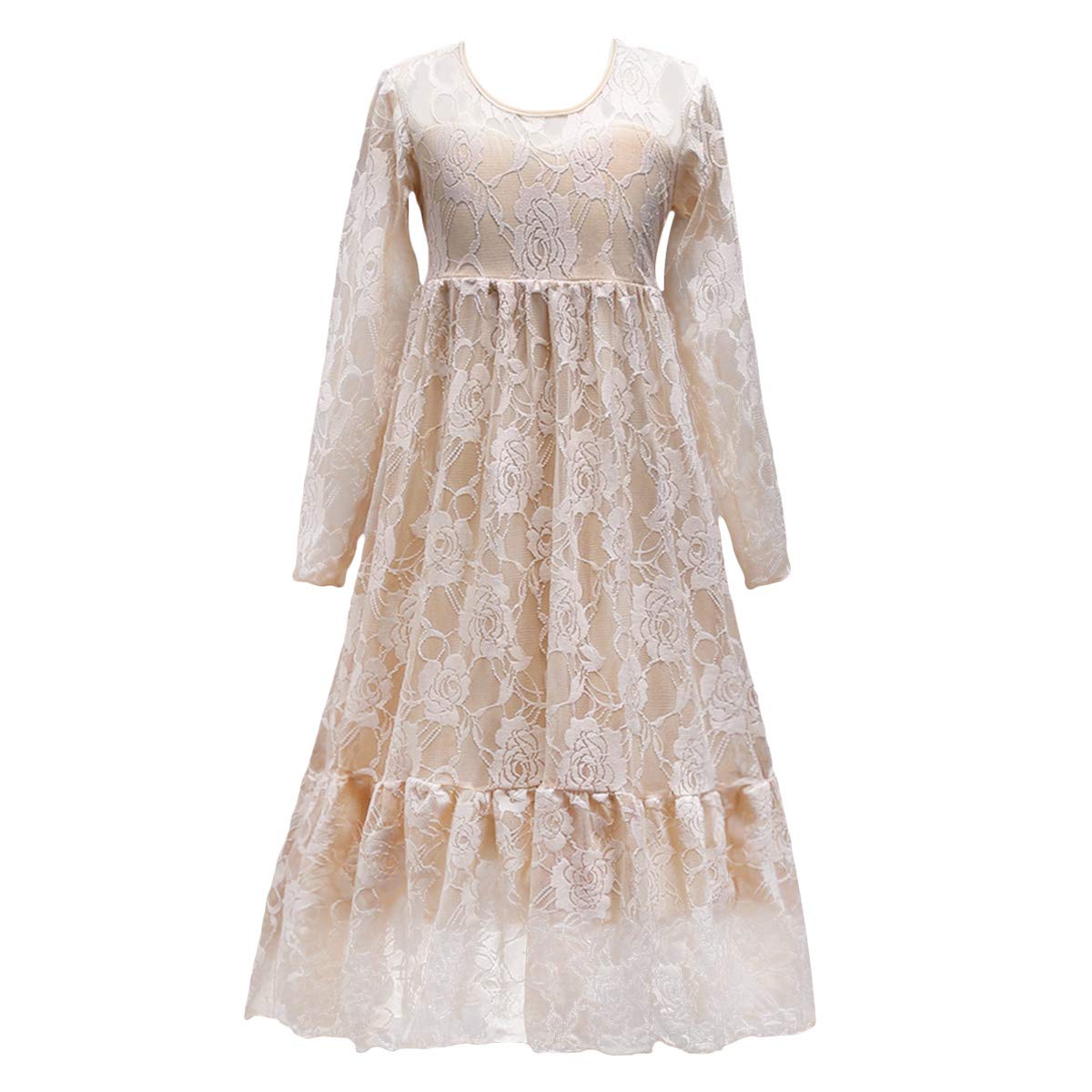 Elegant Flower Girl Lace Dress for Wedding, Party & Special Occasions - Long Sleeve Princess Gown for Bridesmaid, Christening, Baptism & Communion | Perfect for Formal Events & Photo Shoots