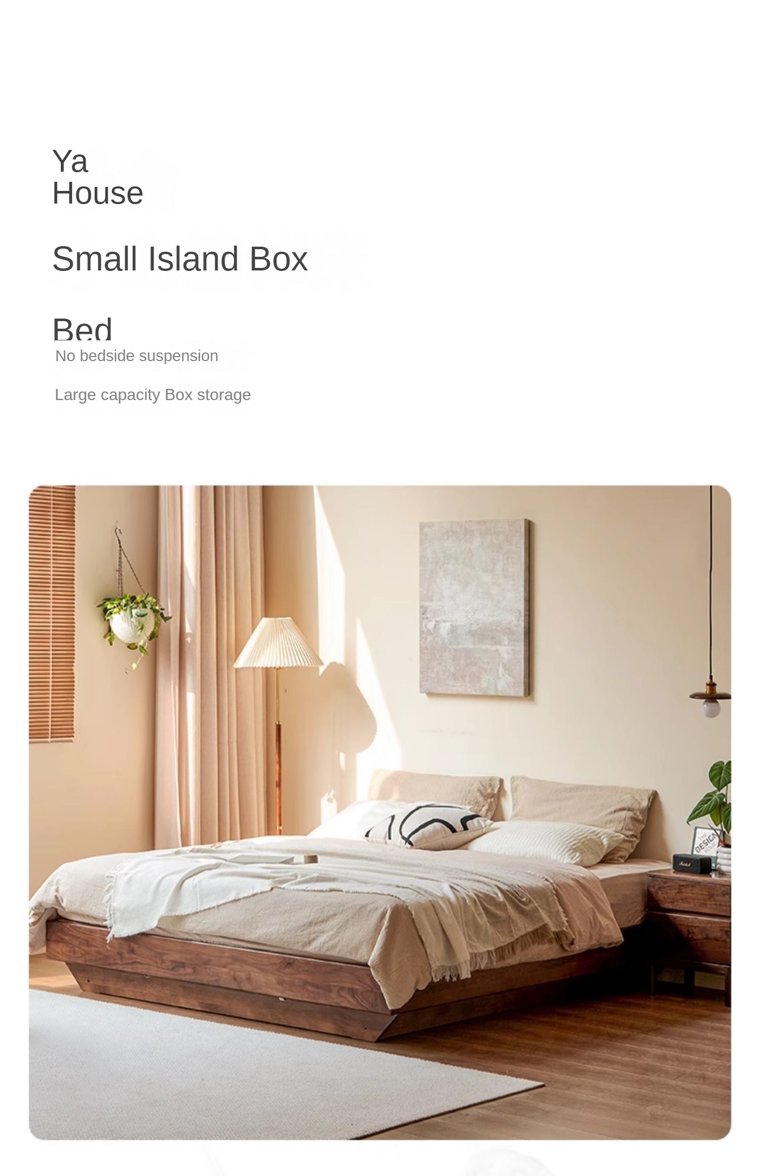 Solid Black Walnut Wood Platform Bed - No Headboard, Box Spring Free - Perfect for Modern Bedrooms & Minimalist Home Decor