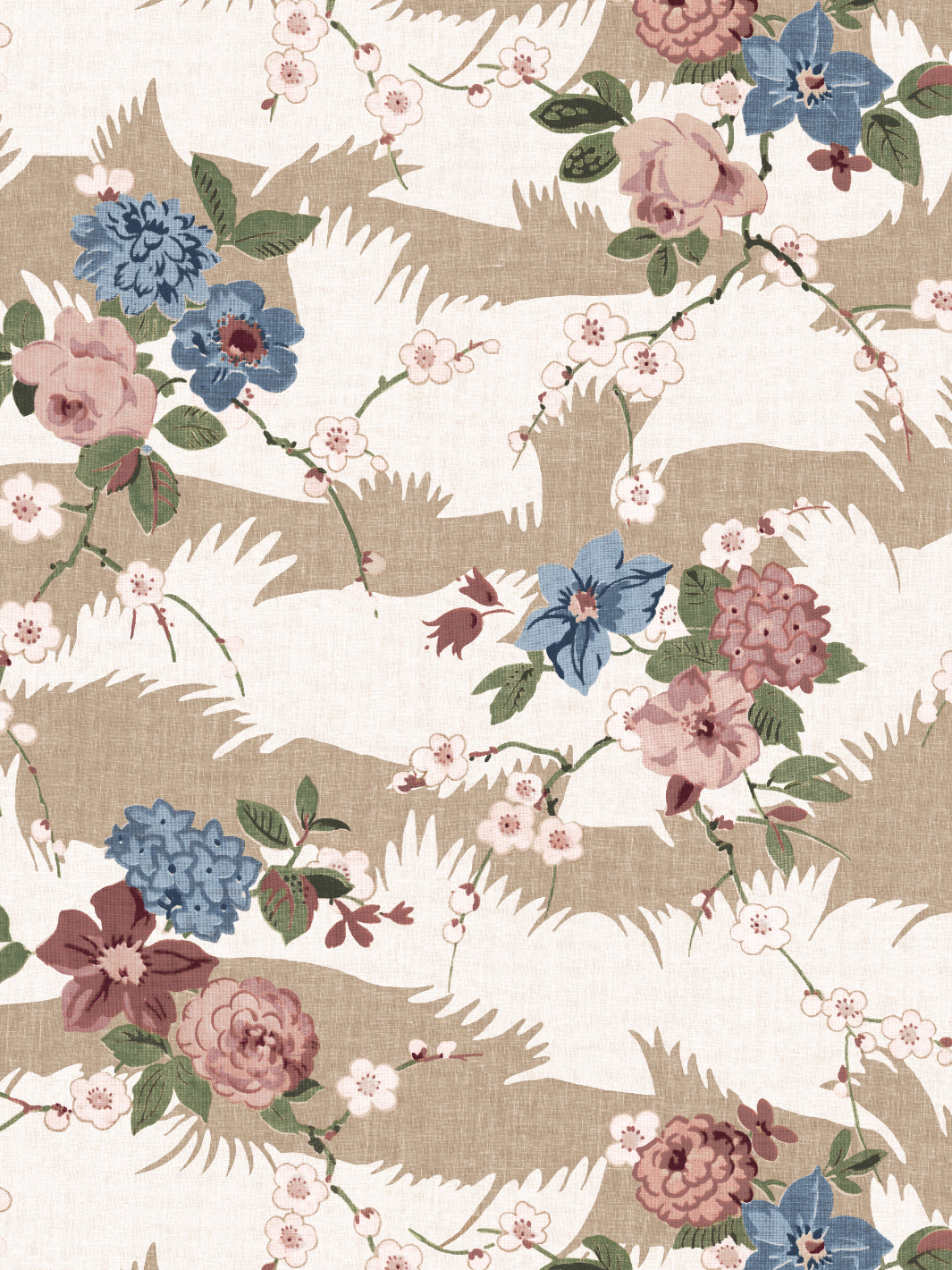 Nathan Turner Dora Chintz Green Taupe Wallpaper - Vintage Floral Peel & Stick Wallpaper for Bedroom, Living Room Decor