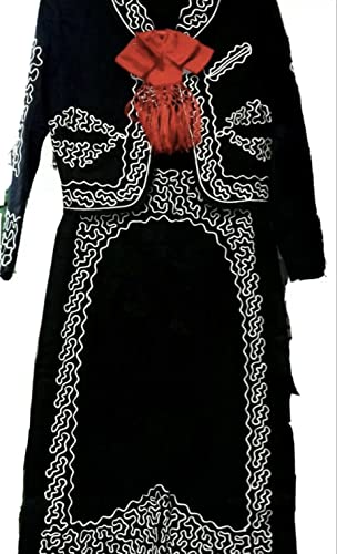 Border Merchant Women's Mariachi Charro Dress Outfit - Authentic Mexican Folklorico Costume for Cinco de Mayo Fiesta & Dance Performance - Elegant Black/White Traditional Dress for Parties, Festivals & Cultural Events