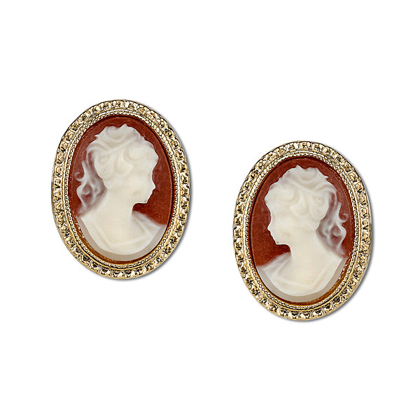 1928 Victorian Style Dark Carnelian Red Cameo Stud Earrings for Women - Elegant Vintage Jewelry for Parties, Weddings & Special Occasions