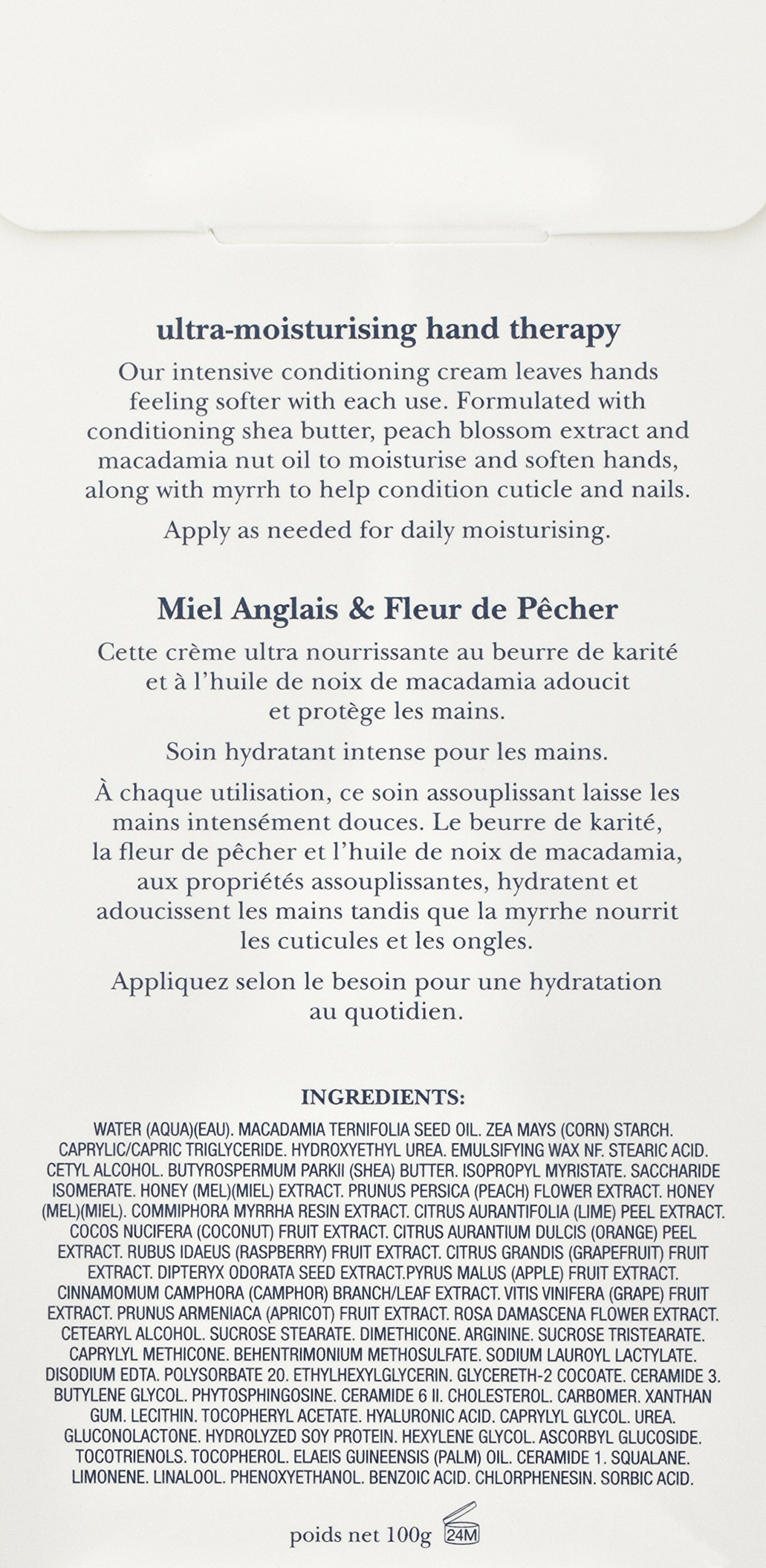 Crabtree & Evelyn Ultra-Moisturizing Hand Cream - English Honey & Peach Blossom Scent, 3.5 oz | Deep Hydration for Dry Hands | Perfect for Office, Travel & Gift Giving