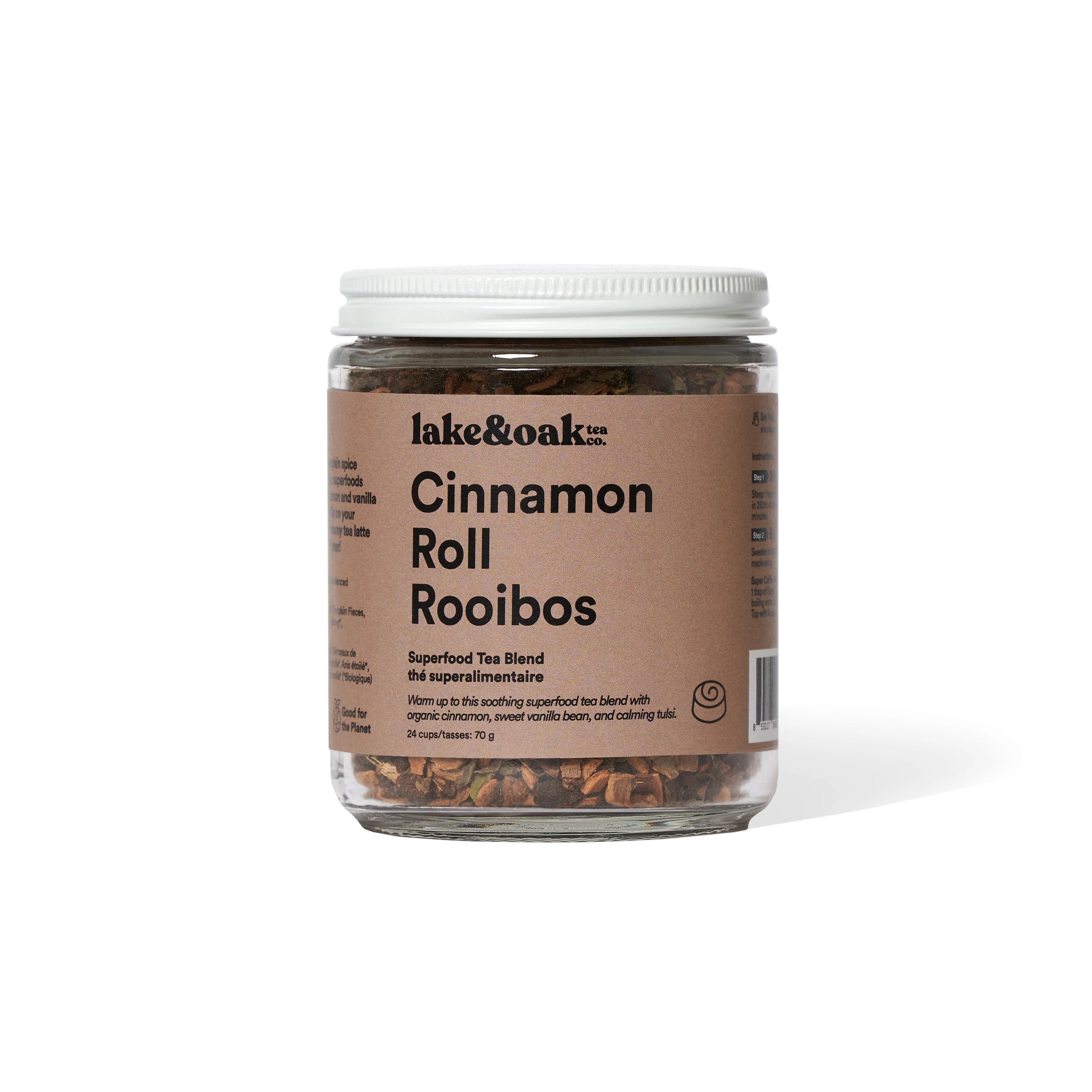 Organic LAKE & OAK Cinnamon Roll Rooibos Superfood Tea - Caffeine-Free Herbal Tea Blend with Antioxidants - Perfect for Relaxation, Morning Rituals & Afternoon Tea Time