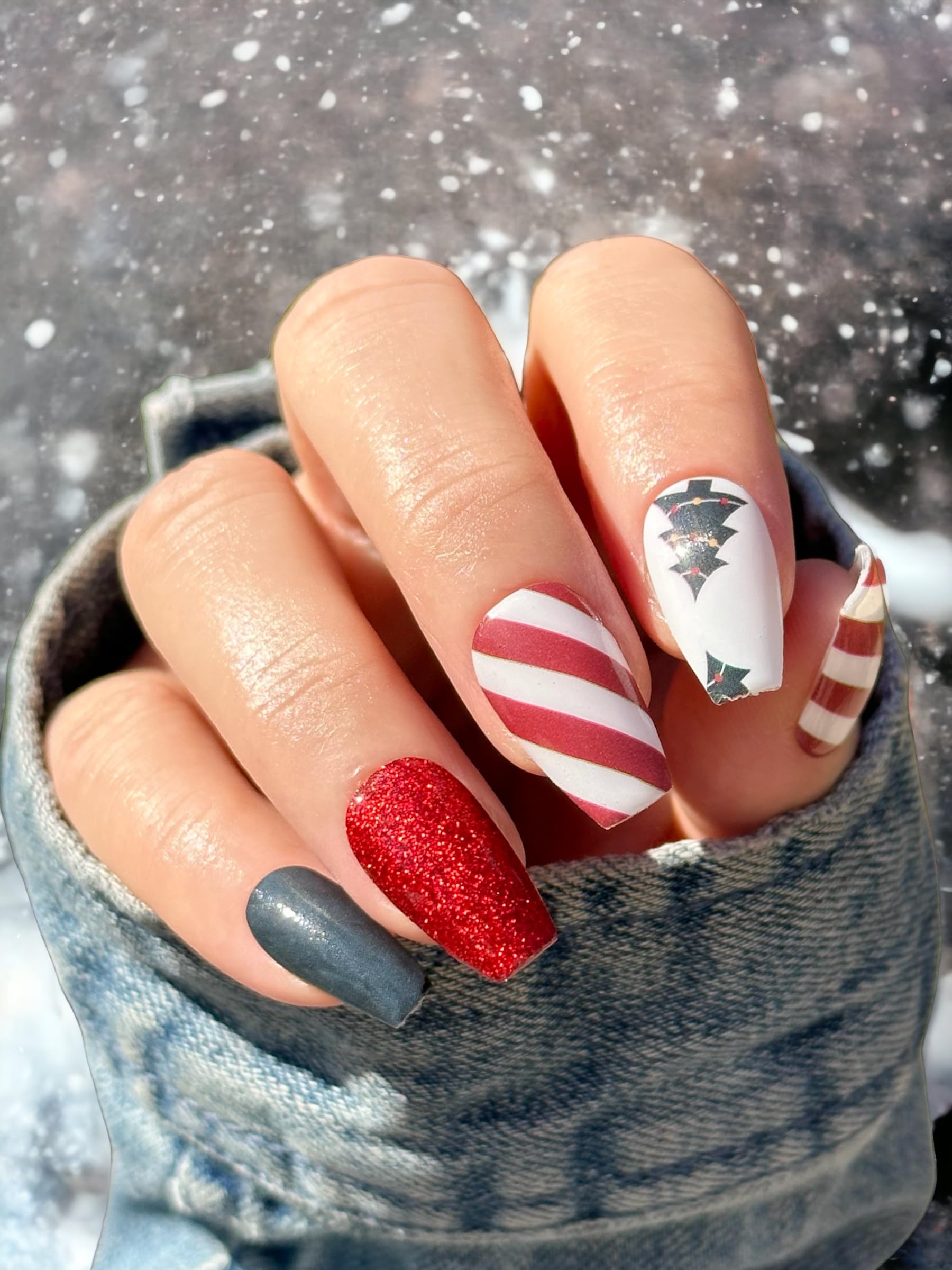 TOUGH GIRLS | 20 Premium Gel Nail Polish Strips Kit with Application Tools - No UV/LED Lamp Needed (Christmas Holiday Collection) - Perfect for DIY Manicures, Parties & Gift Giving