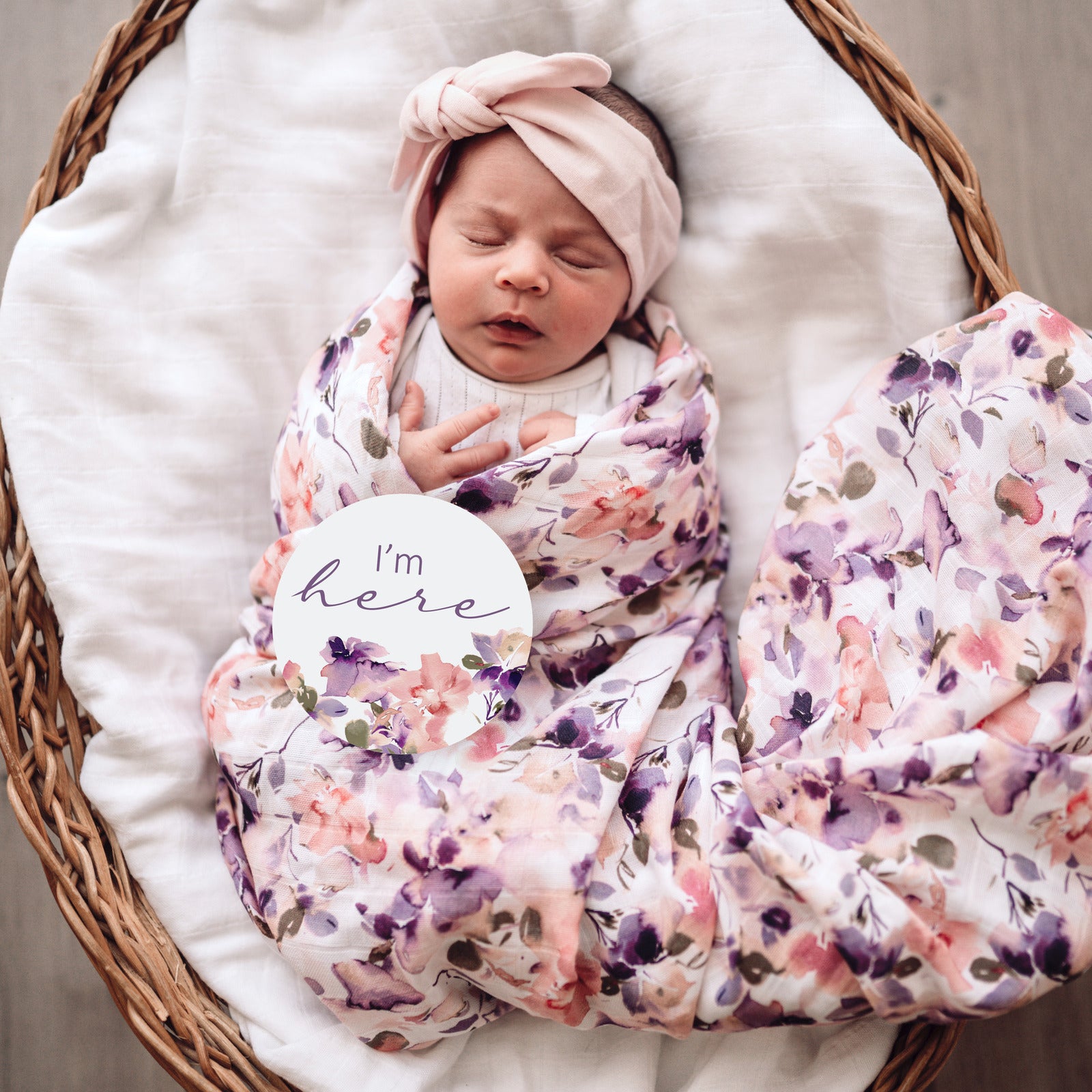 Snuggle Hunny Organic Cotton Muslin Wrap - Blushing Beauty | Soft Baby Swaddle Blanket for Newborns | Perfect for Swaddling, Nursing & Stroller Cover