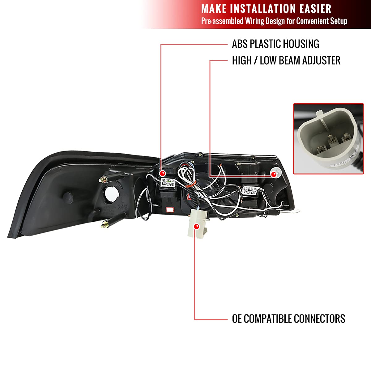 Chrome Clear LED Halo Projector Headlights for 1999-2004 Vehicles - High Performance Headlamp Pair - Perfect for Night Driving & Car Upgrades