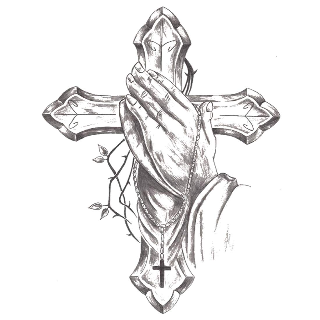 Waterproof Temporary Tattoo - 3D Jesus Prayer on the Cross Design for Men & Women - Realistic Religious Body Art (10.5cm x 6cm) - Perfect for Parties, Halloween, and Spiritual Expression
