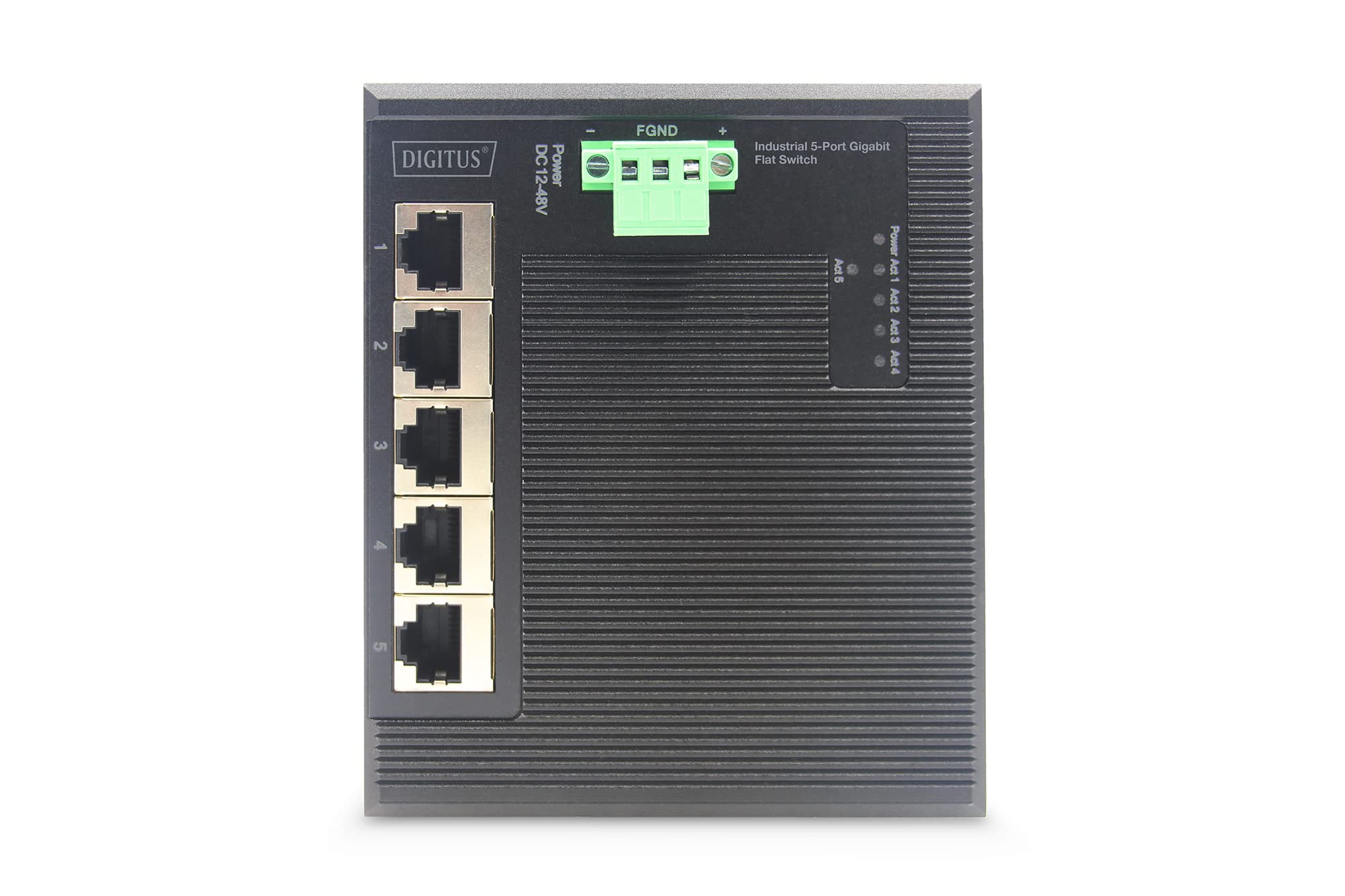 5-Port Industrial Gigabit Ethernet Switch - Rugged Flat Design for Harsh Environments | Ideal for Factory Automation, Surveillance Systems & Network Expansion
