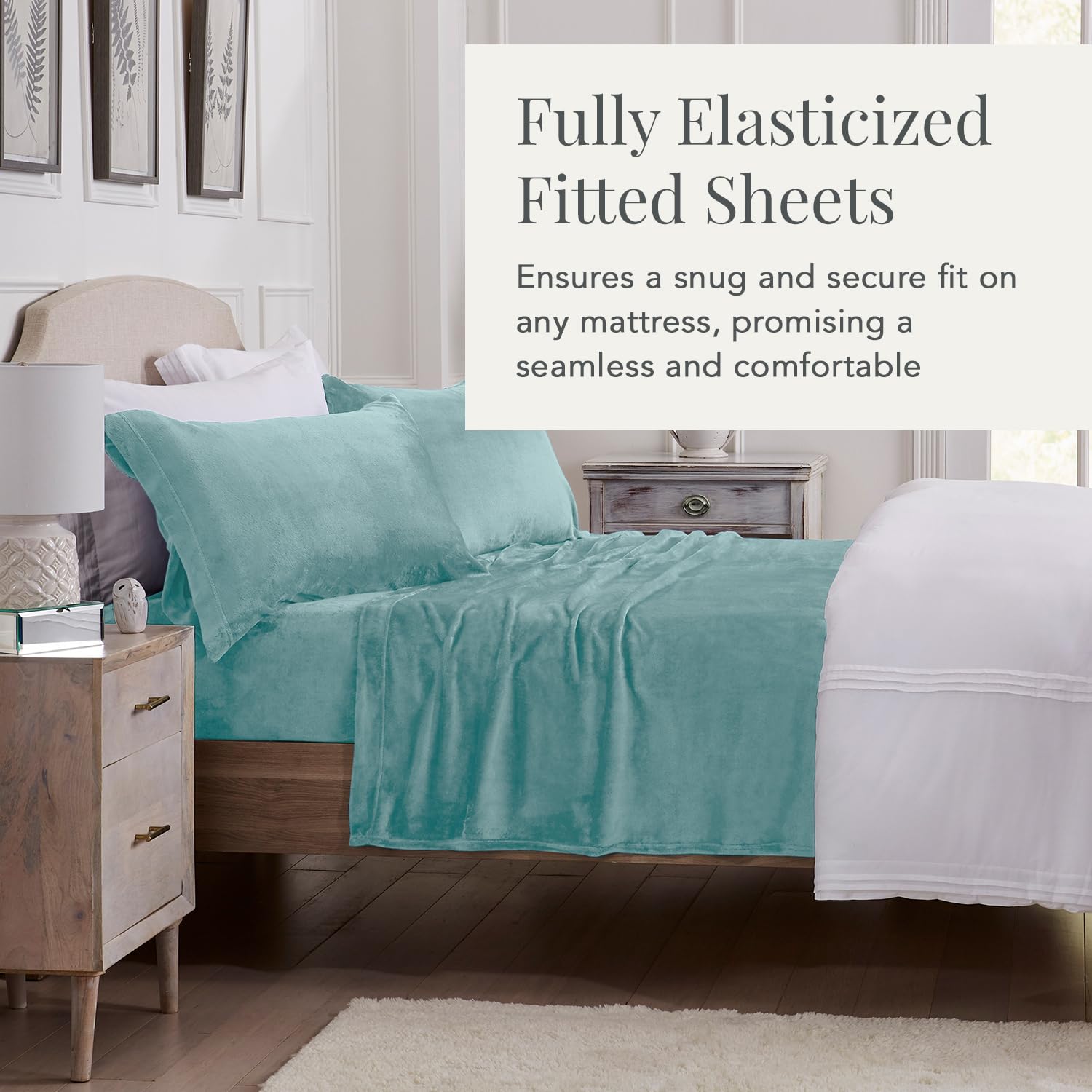 NY Loft Ultra Soft Micro Fleece Sheets Set - King Size with 18