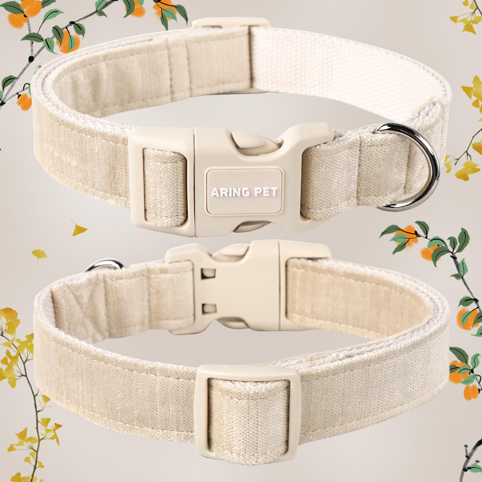 ARING PET Cotton Dog Collar - Soft & Lightweight Comfortable Pet Collar with Quick Release Buckle for Small Medium Large Dogs | Perfect for Daily Walks, Training & Outdoor Adventures