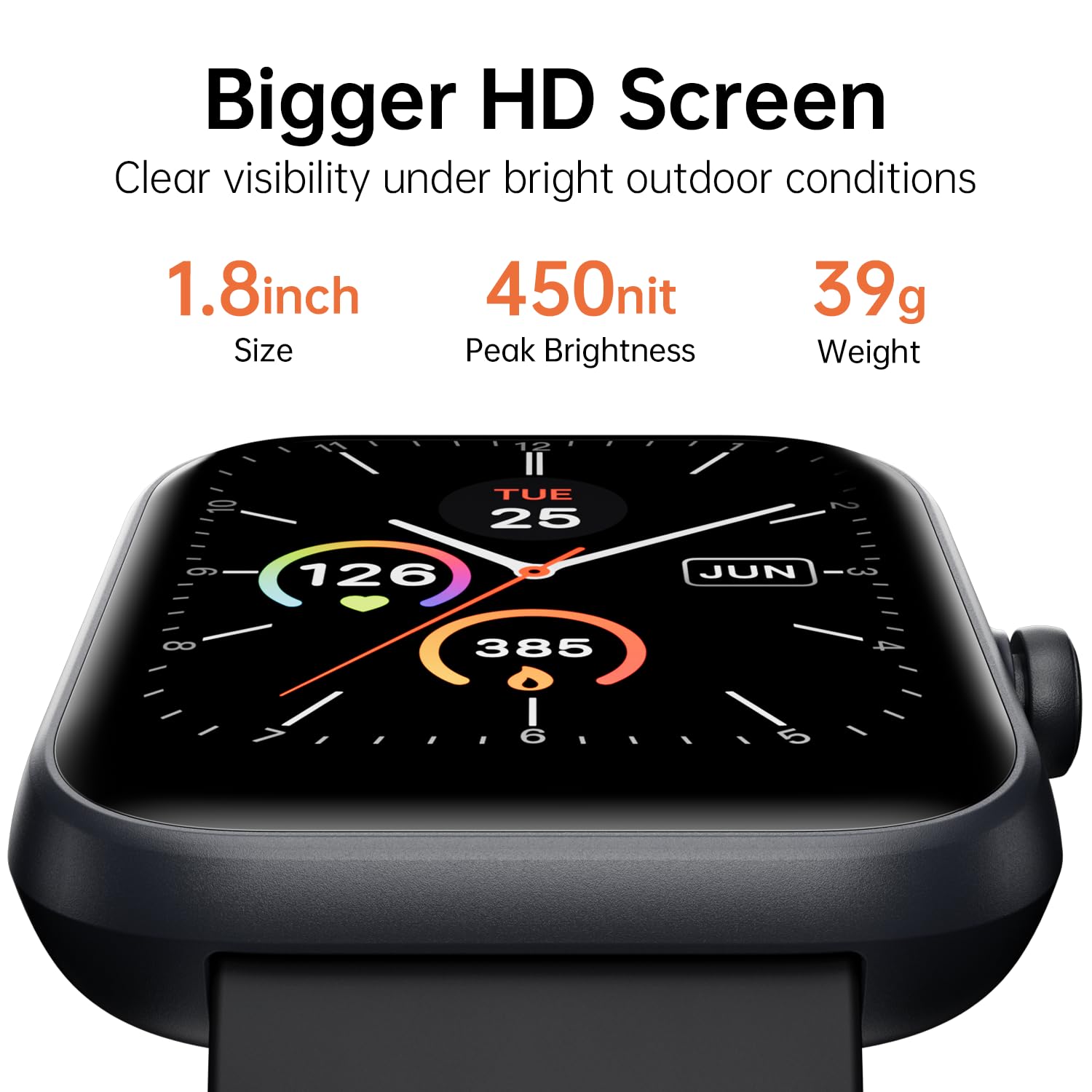 Smart Watch for Women & Men - Large HD Touch Screen, Bluetooth Call, Fitness Tracker with Heart Rate/Sleep Monitor, IP68 Waterproof, Compatible with Android iOS - Perfect for Running, Workouts & Daily Use (Black)