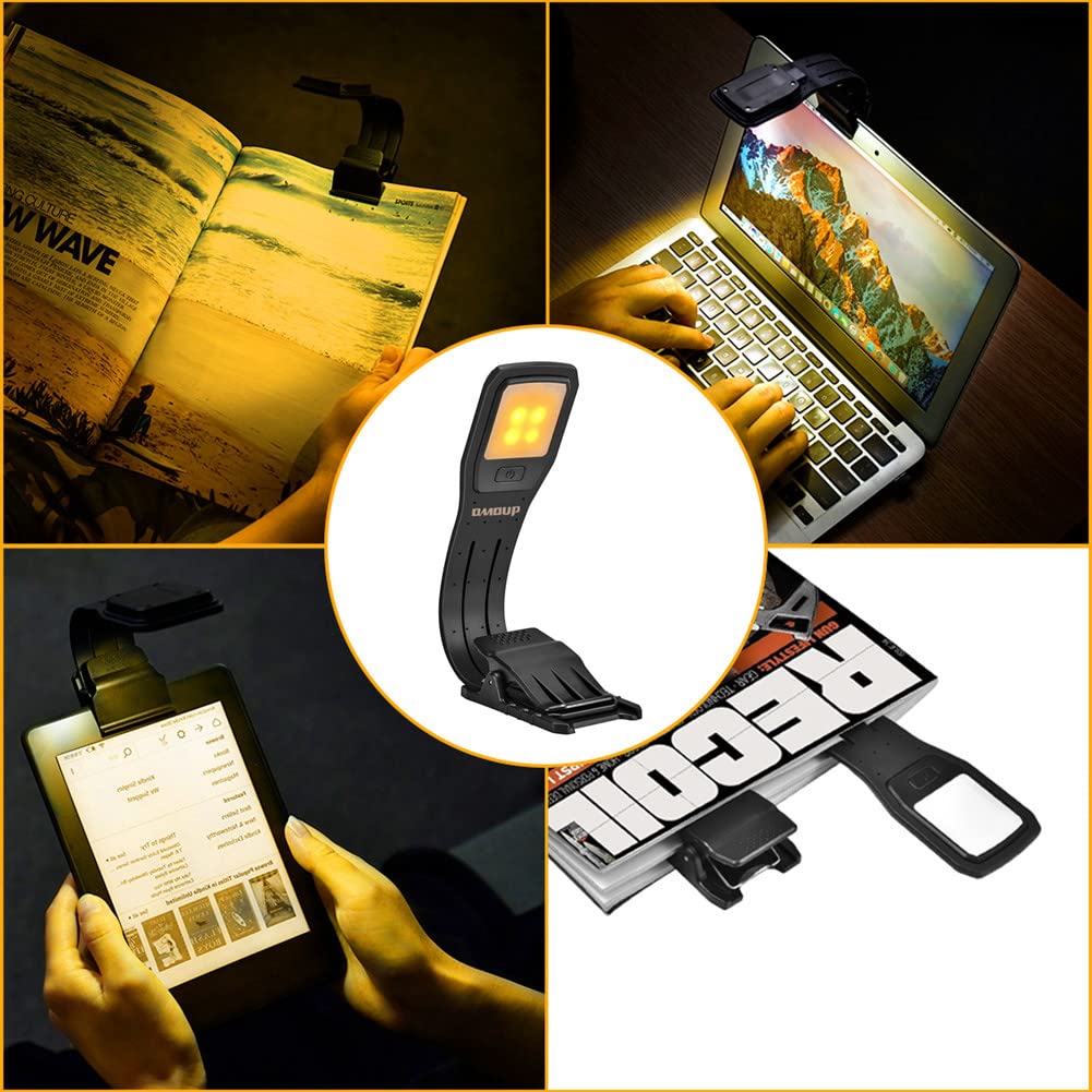 Rechargeable Book Light for Reading - 4 Brightness Levels, Eye-Care Warm Light, Flexible Neck Reading Lamp - Perfect for Bedtime Reading, Studying, Nighttime Use & Travel
