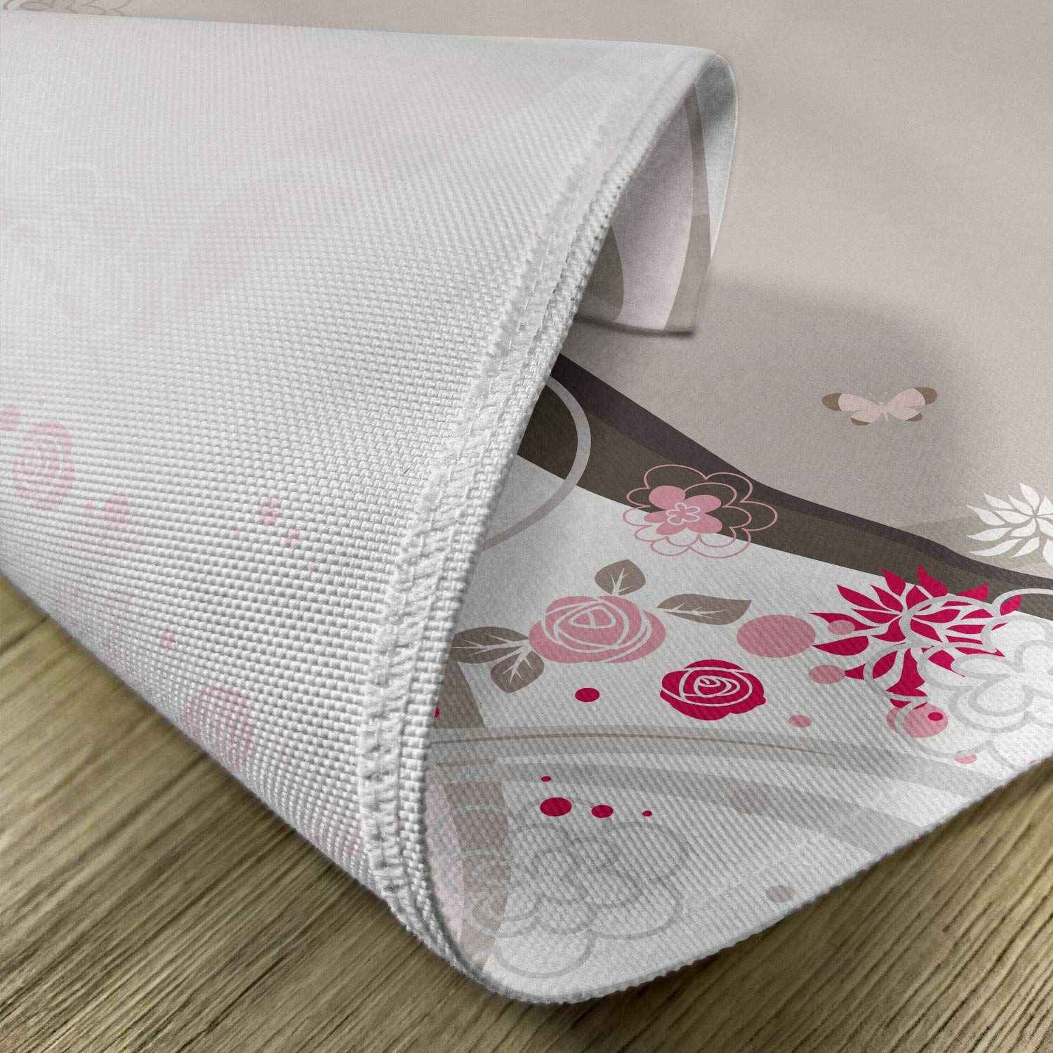 Ambesonne Wedding Placemats Set of 4 - Floral Abstract Design for Bride & Groom Celebration - Washable Fabric Table Mats for Dining Room & Kitchen Decor in Grey Black Pink - Perfect for Wedding Receptions, Anniversary Dinners & Romantic Date Nights