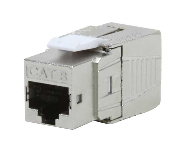 CAT8 Keystone Jack Shielded - High Density 40G 2GHz Toolless 180-Degree Network Connector for Home/Office Data Center & Server Room Wiring
