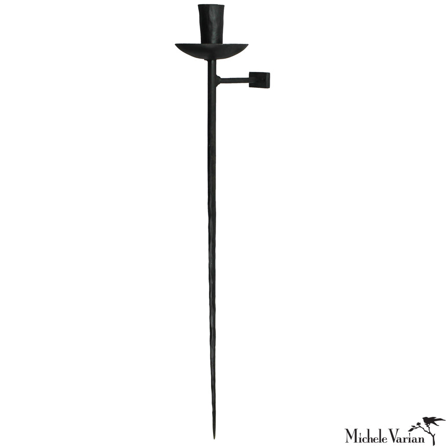 Blackened Forged Iron Taper Candle Sconce - Vintage Wall Mount Candle Holder for Home Decor, Wedding & Church Lighting