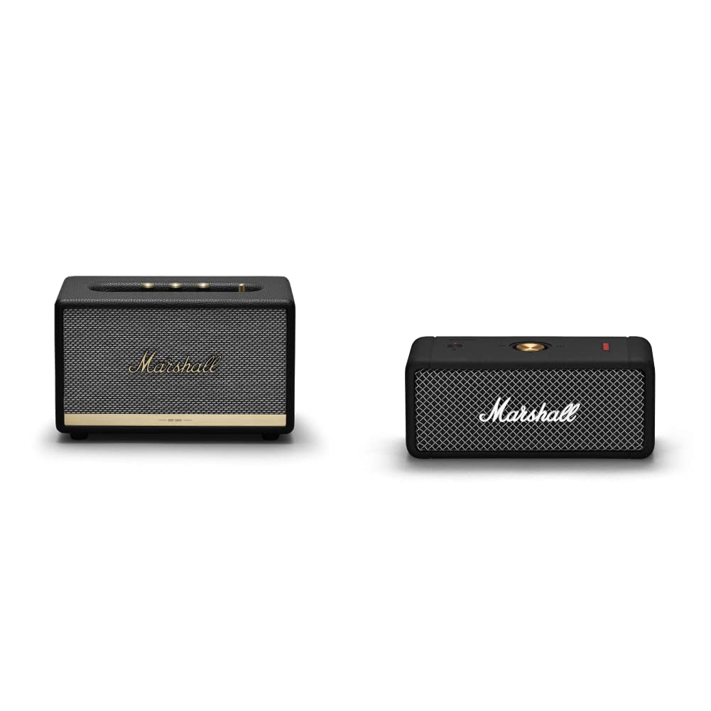 Marshall Acton II Wireless Bluetooth Speaker - Premium Sound, Black | Emberton Portable Bluetooth Speaker - Compact & Powerful, Black | Perfect for Home, Outdoor & Travel Use