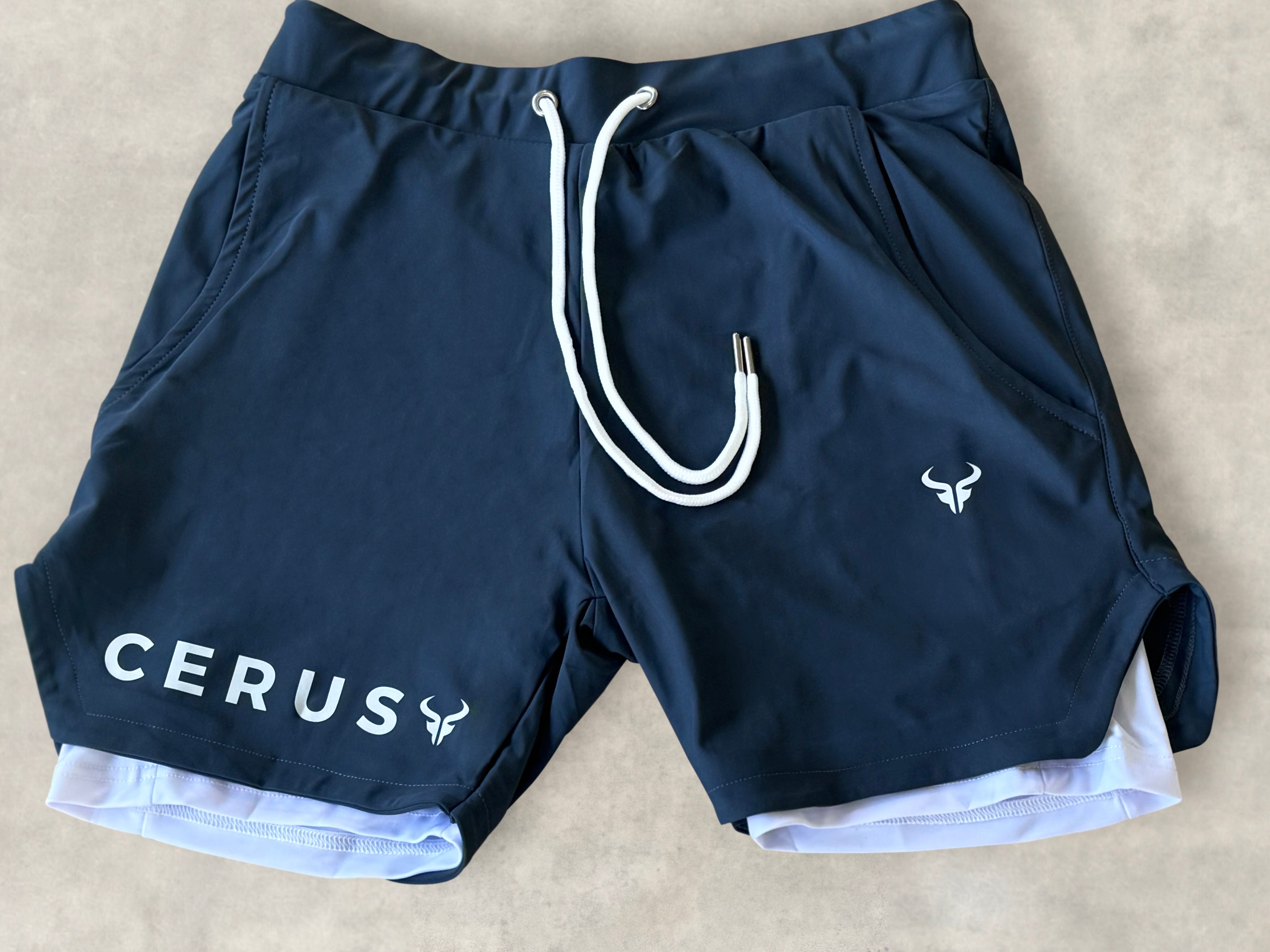 Cerus Grey Apex 2-in-1 Running Shorts with Built-in Liner - Men's Athletic Workout & Gym Shorts for Running, Training, and Outdoor Activities