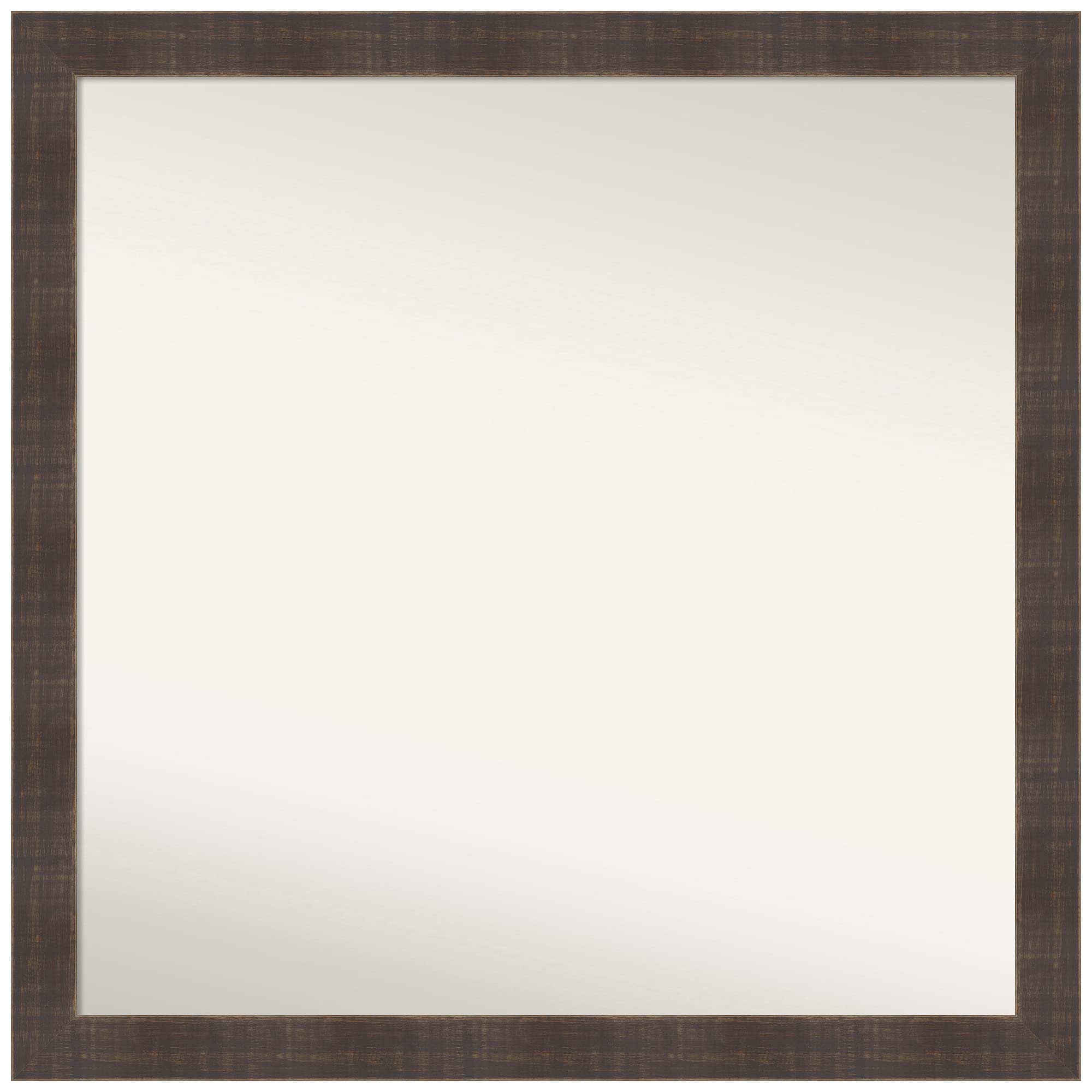 Amanti Art Non-Beveled Custom Wall Mirror 24x24 Inches, Whiskey Brown Rustic Wood Frame - Bathroom, Living Room, Bedroom Decor - Handcrafted Full Length Mirror for Home & Office