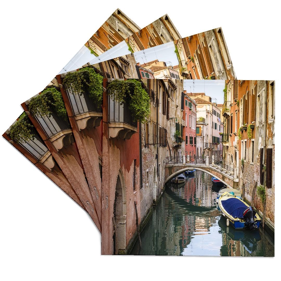 3dRose Venice Italy Ceramic Tile Coasters Set of 4 - Beautiful Italian Canal Scene with Houses, Bridge & Boats - Perfect for Home Decor, Coffee Table & Gift Giving