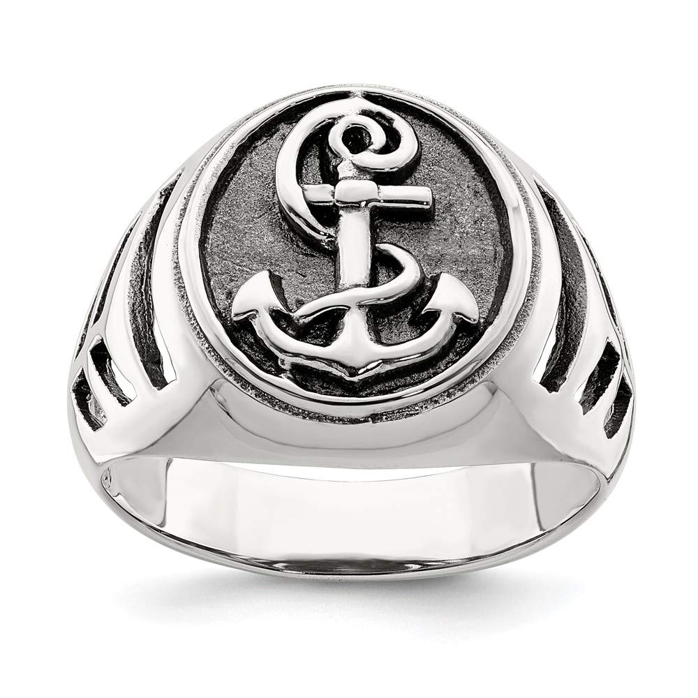 Vintage Sterling Silver Anchor Ring for Men & Women - Adjustable Sizes 6-12, Perfect for Nautical & Beach Lovers, Wedding Bands, and Everyday Jewelry