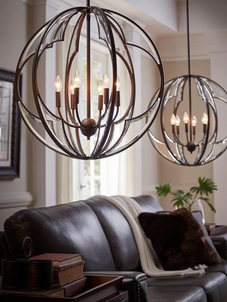 Vintage Farmhouse Large Pendant Light with Fresnel Lens Glass in Olde Bronze - Perfect for Kitchen Island, Dining Room, or Entryway Lighting