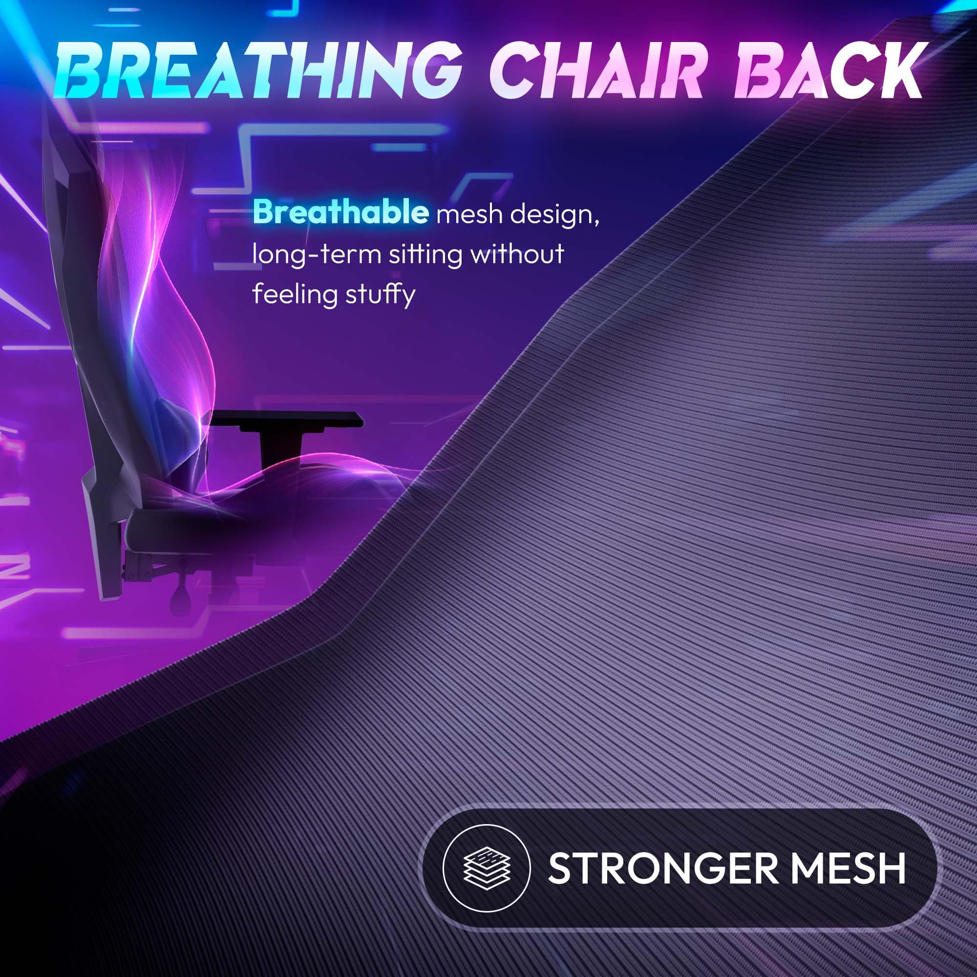 Dowinx RGB Gaming Chair with LED Lights - Ergonomic Computer Chair for Adults, Reclining Video Game Chair with Adjustable Lumbar Support & Headrest - Perfect for Gaming Setup, Office Work & Streaming (Black Red)