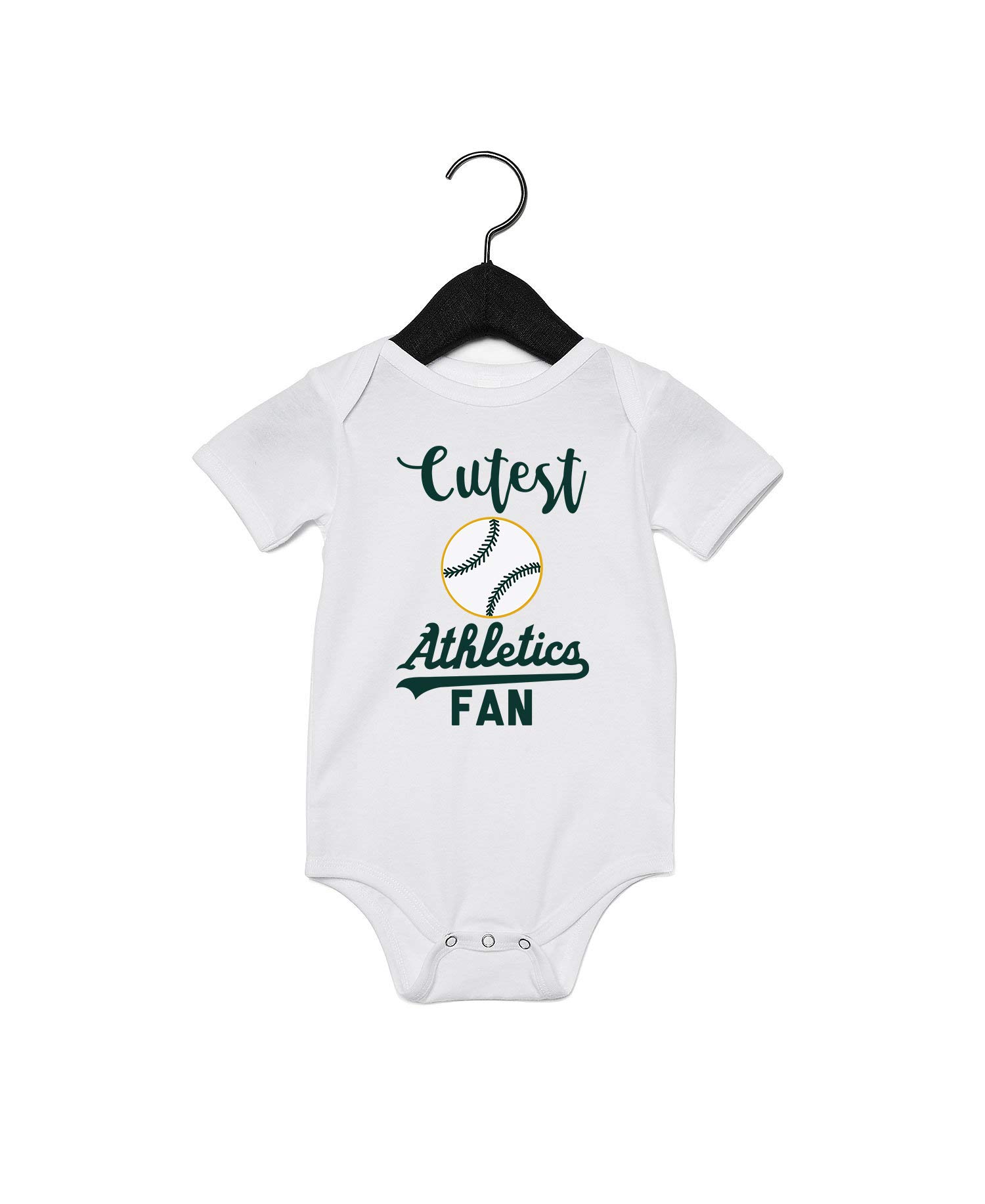 EGD Kids Cutest Fan Baseball Quote Baby Bodysuit - White Cotton Infant Onesie for Baseball Games & Photo Shoots