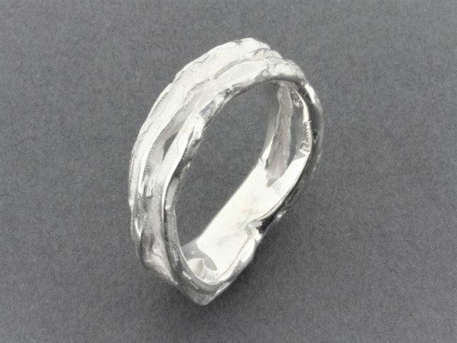 Organic Double Band Silver Ring for Women - Elegant Stackable Rings for Everyday Wear & Special Occasions