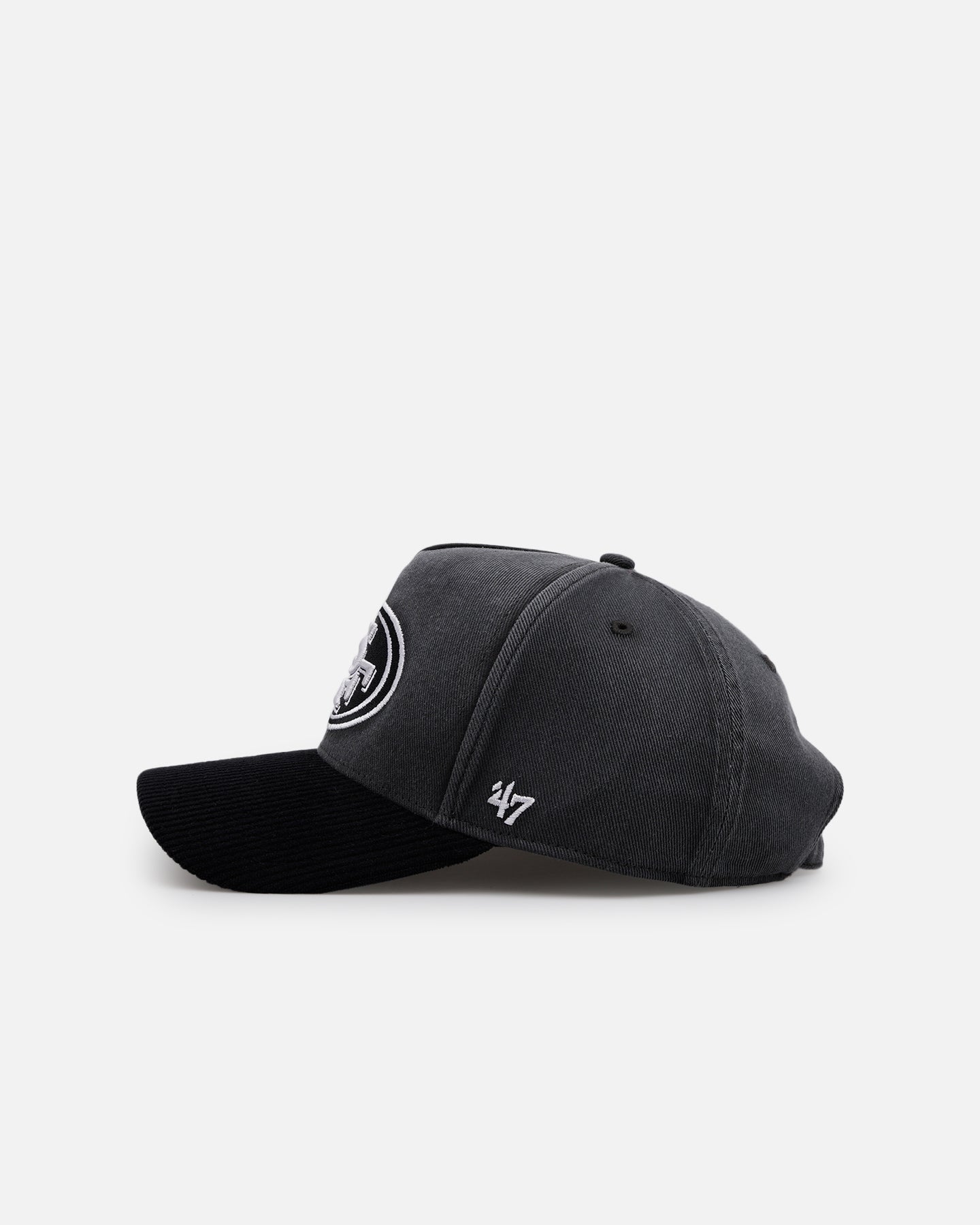 47 Brand San Francisco 49ers Apollo Corduroy 47 Offside DT Strapback Adjustable Hat - Black | NFL Officially Licensed Snapback Cap for Men & Women | Perfect for Game Day, Tailgating & Casual Wear