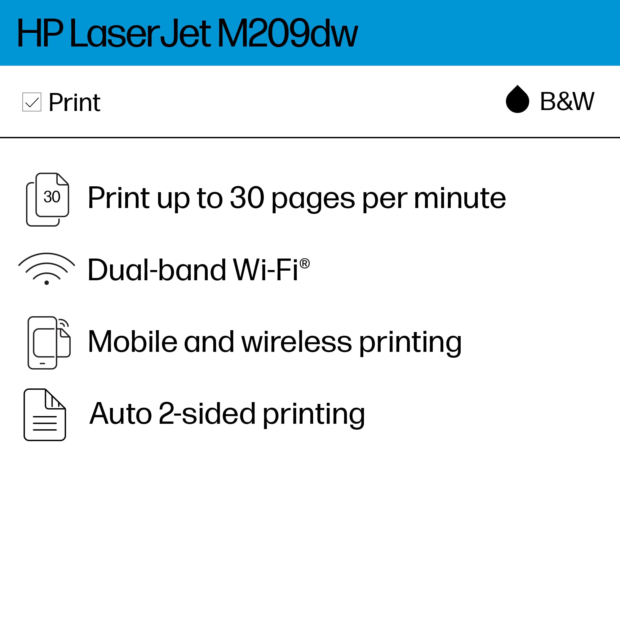 HP LaserJet M209dw Wireless Printer - Fast Printing, Easy Setup, Mobile & Wireless Printing for Home & Small Office | Ideal for Remote Work & Small Teams
