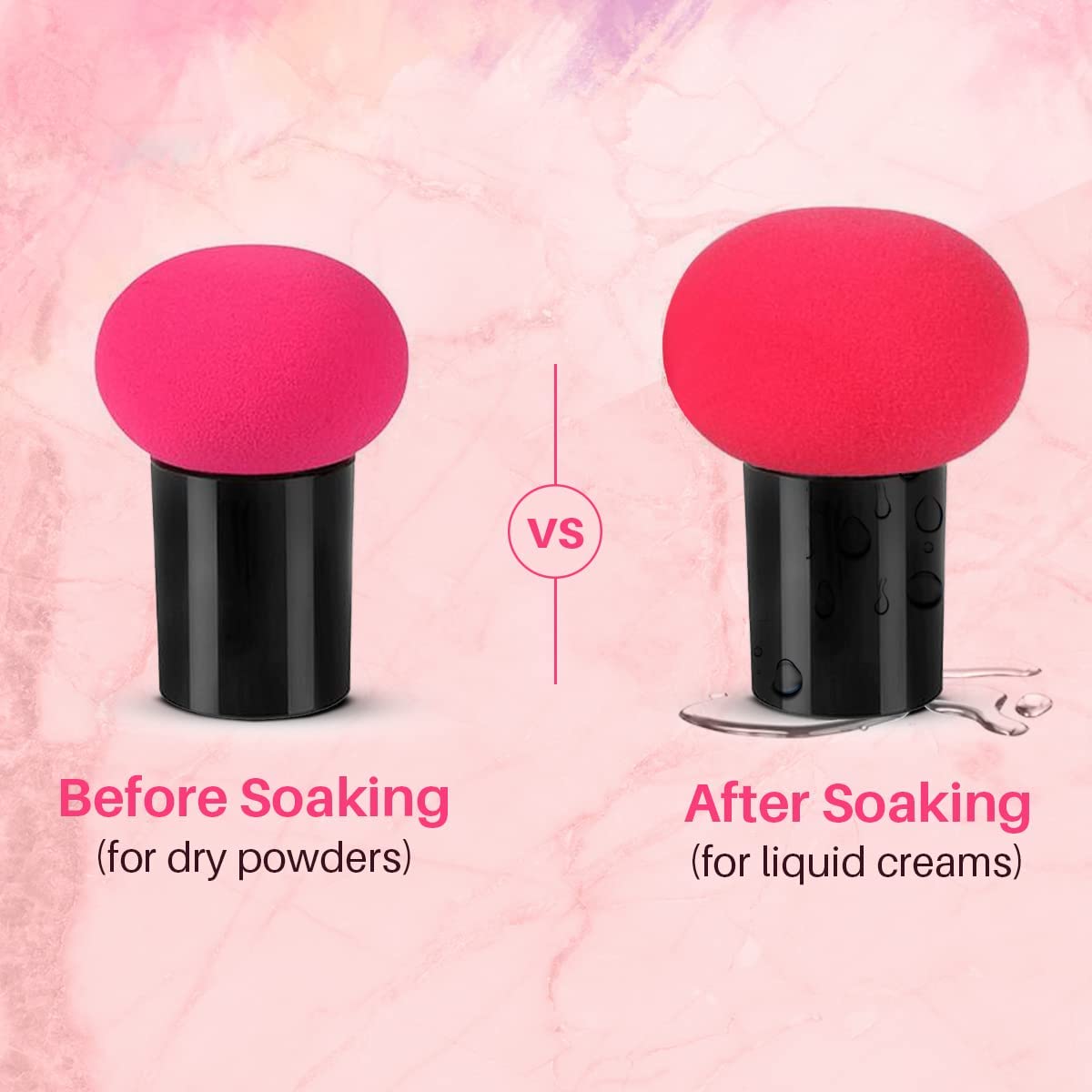 Sunaina Makeup Foundation Powder Puff with Handle - Professional Stick Beauty Blender Sponge for Liquid & Powder Cosmetics | Mushroom Shape Face Brush for Flawless Makeup Application | Perfect for Daily Makeup, Contouring & Touch-ups (Pack of 1)