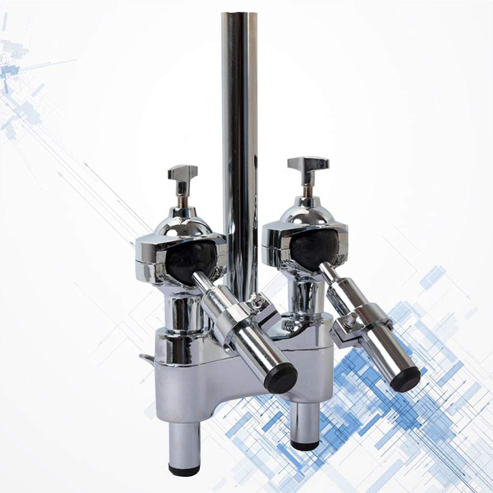 Double Drum Set Clamp Bracket Holder Mount Stand for Tom Drum & Jazz Drum - Silver Drum Accessory for Professional Musicians & Drum Kits - Perfect for Live Performances, Studio Recording & Music Classrooms