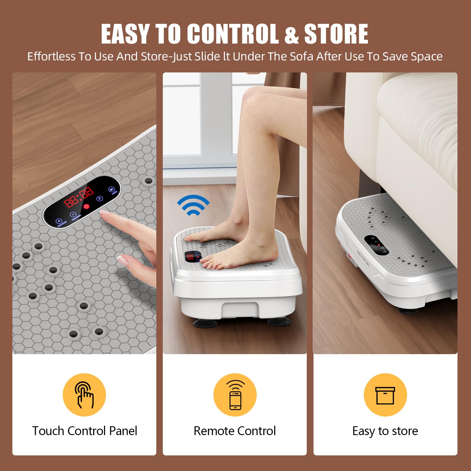KEY2FUN 2025 Upgraded Vibration Plate Exercise Machine - Large-Size Vibrating Platform for Lymphatic Drainage & Home Fitness with Resistance Bands, 330LBS Capacity - Perfect for Weight Loss, Muscle Toning, and Circulation Improvement at Home or Gym