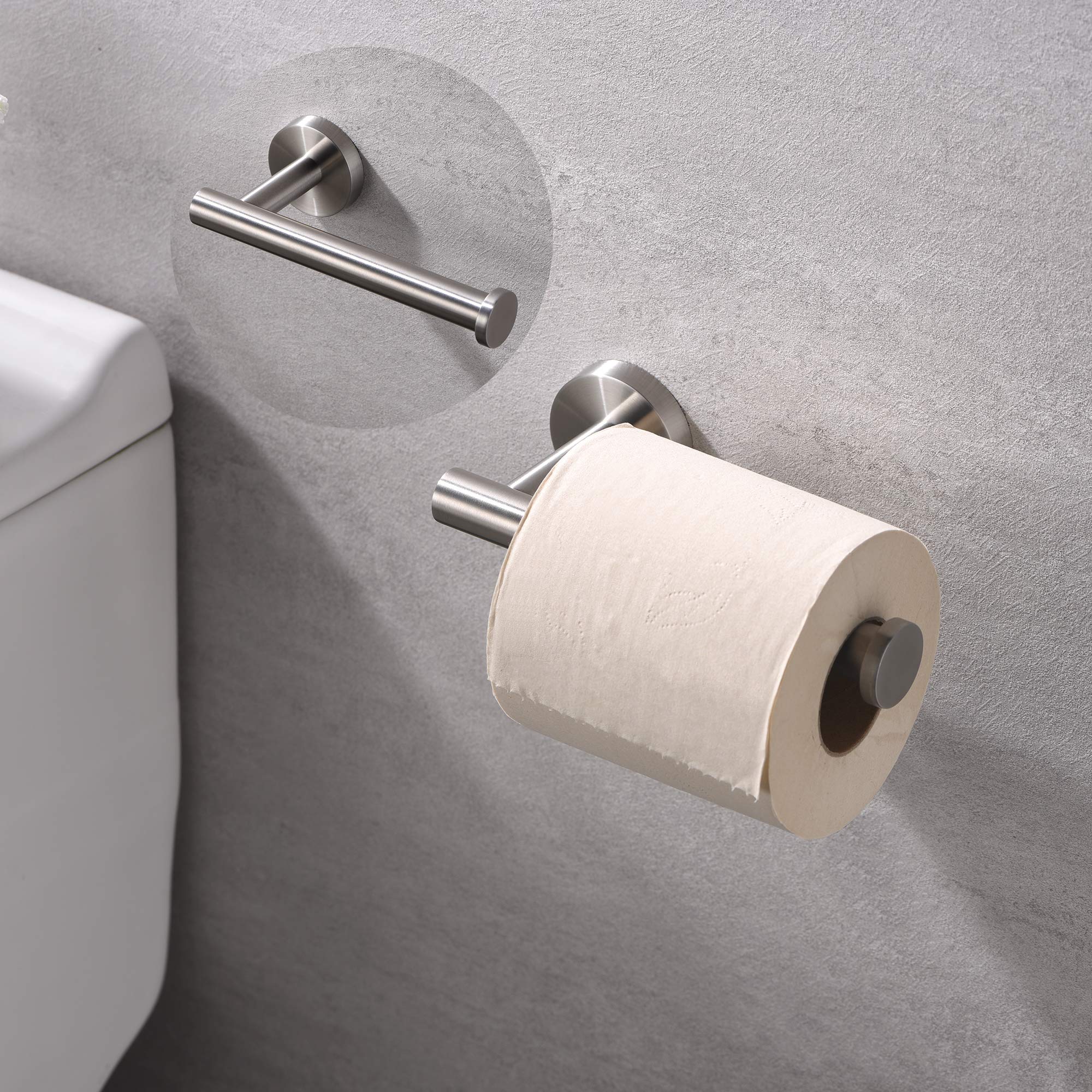Stainless Steel Toilet Paper Holder Wall Mounted - Rustproof Modern Bathroom Tissue Roll Dispenser with Brushed Nickel Finish - Perfect for Home, Office, and Commercial Washrooms