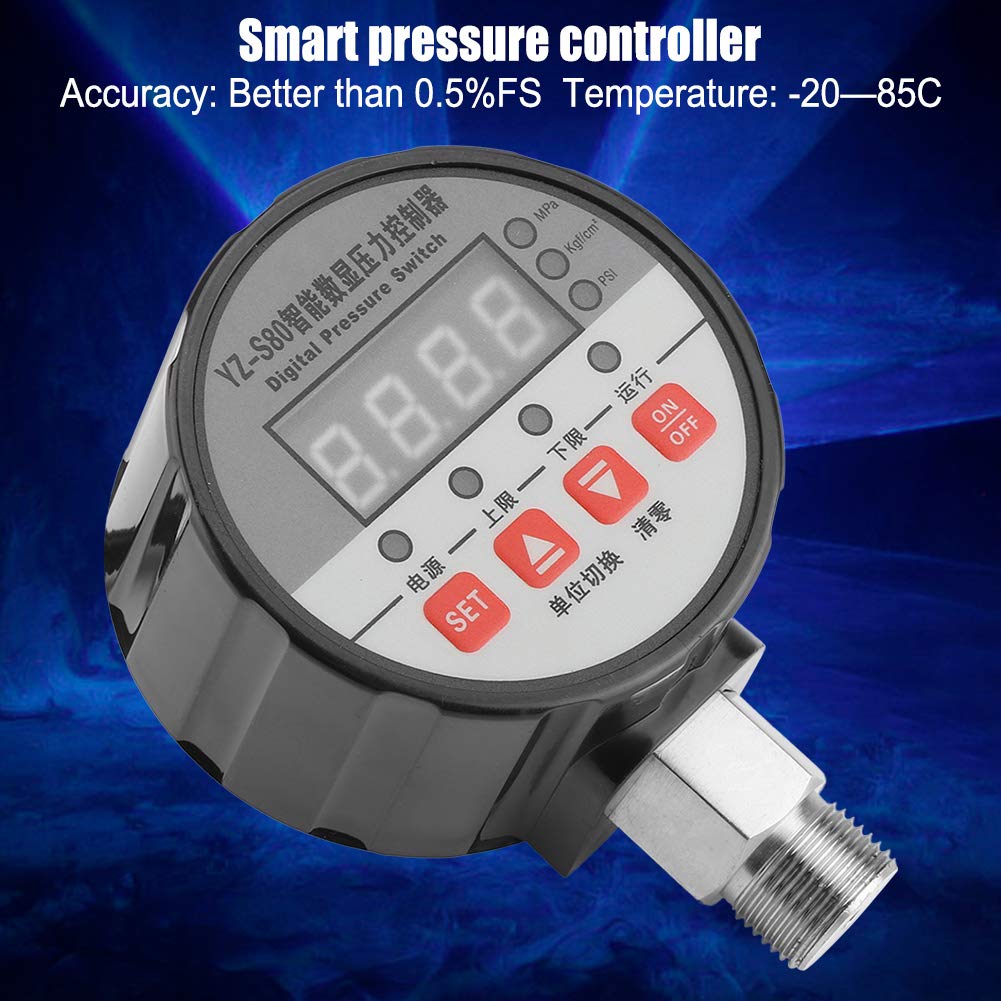 220V Digital Air Pressure Switch with 4-Digit LED Display - Precision Air Compressor Controller for Industrial & Home Workshop Use