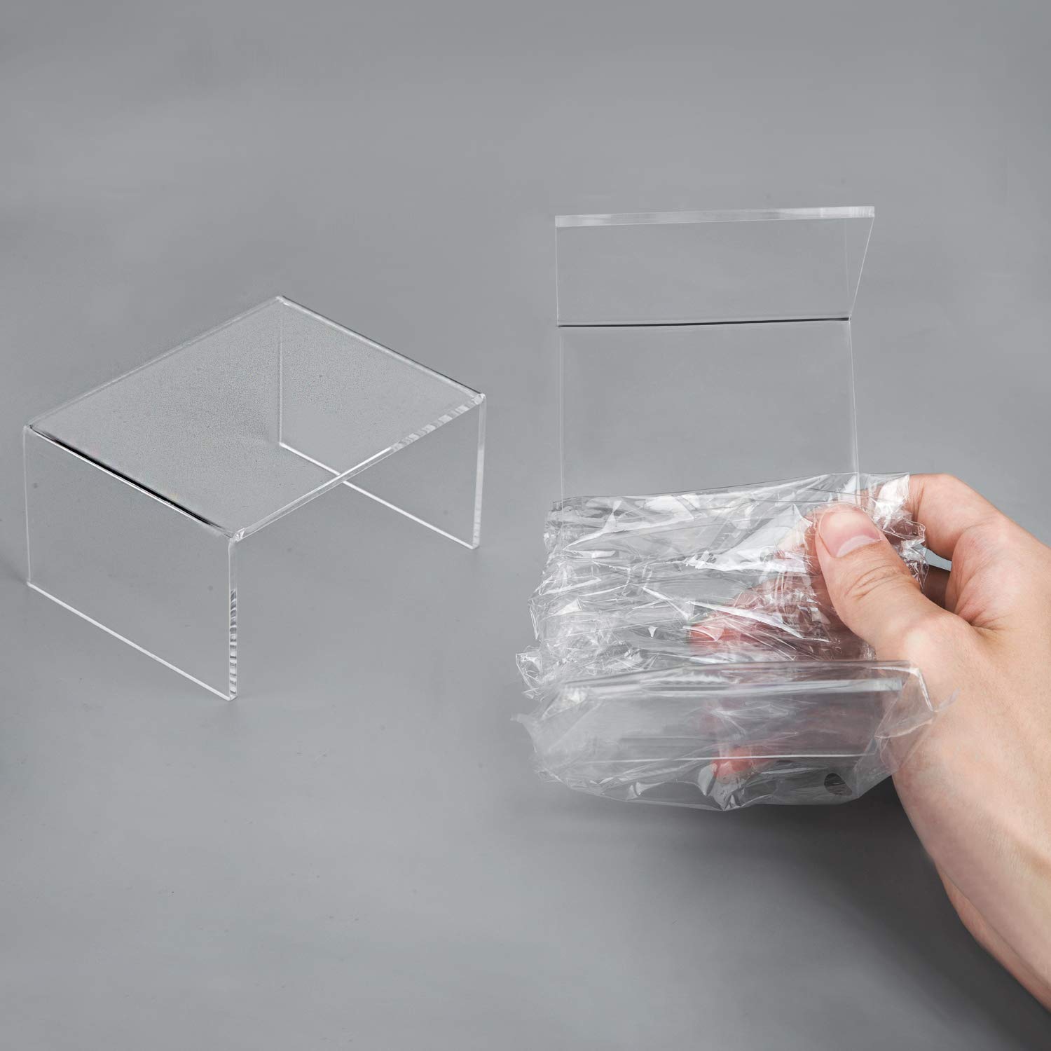 HBselect 6-Piece Acrylic Makeup Display Stand - Clear & Transparent for Cosmetics Showcase