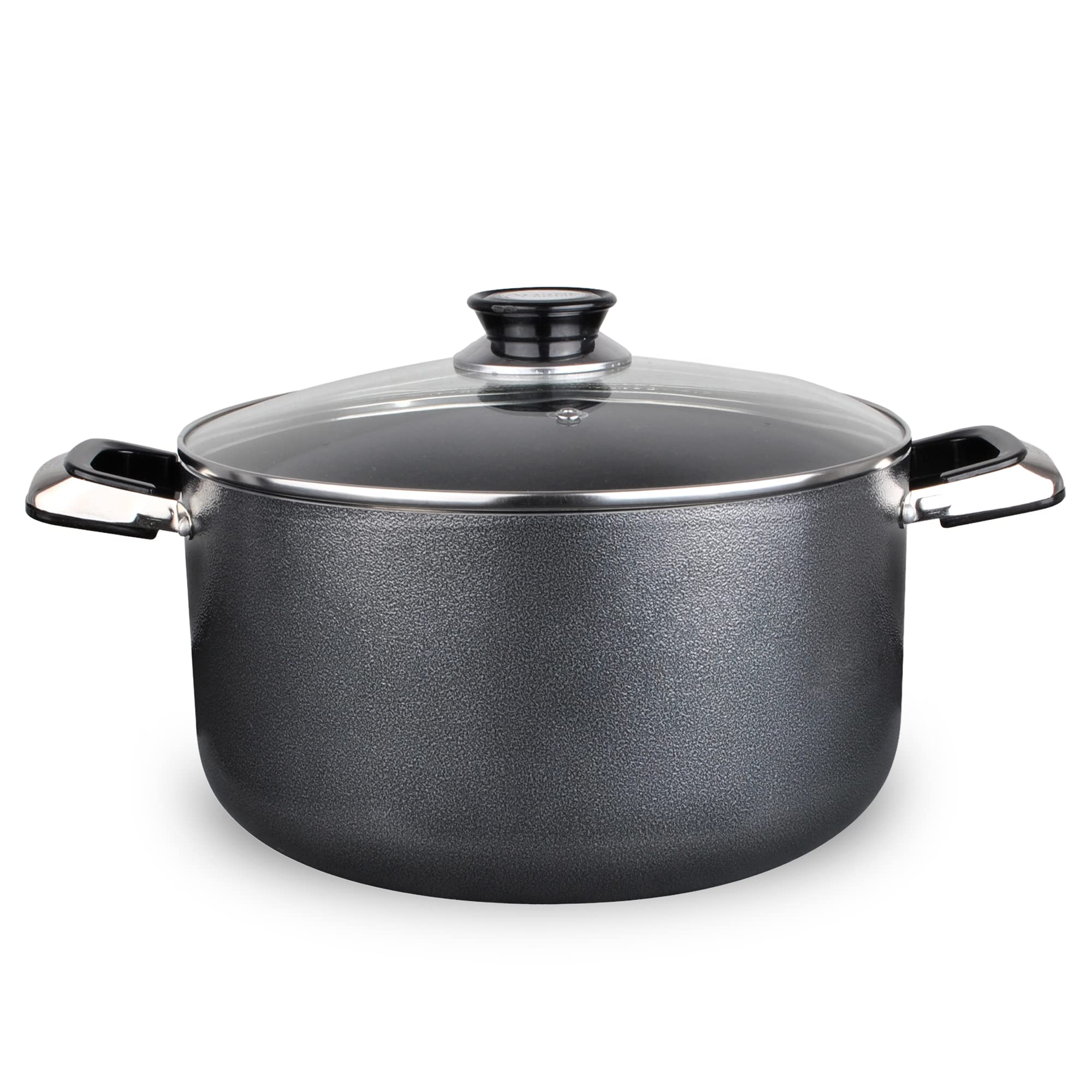 22 Quart Non-Stick Aluminum Stock Pot with Tempered Glass Lid - Multi-Purpose Dutch Oven for Braising, Boiling, Stewing & Soup Making - Perfect for Large Family Dinners, Camping Trips & Commercial Kitchens