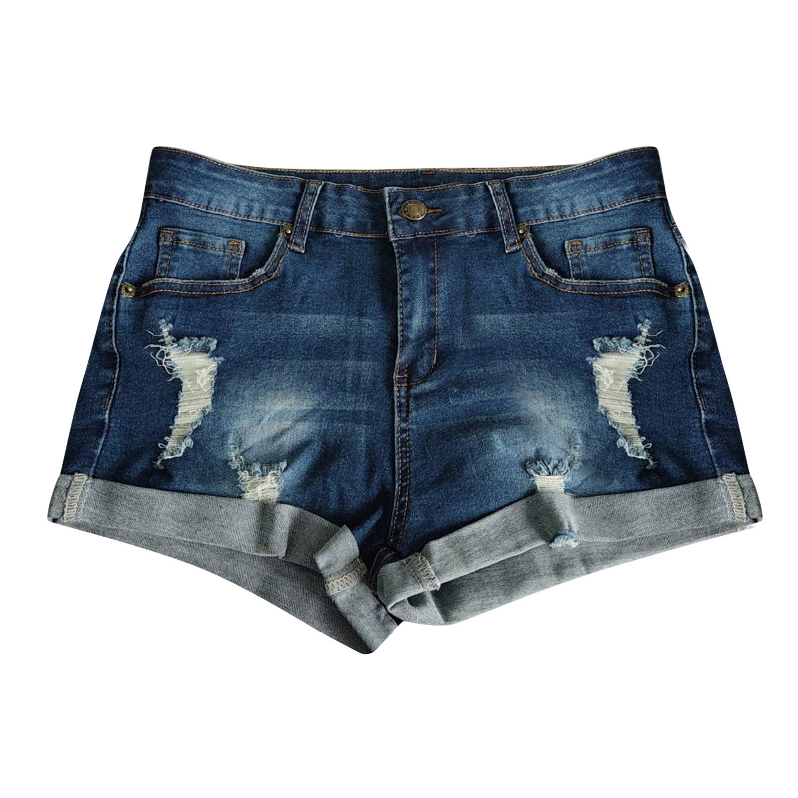 Distressed Ripped Denim Shorts for Women - Comfy Stretchy Summer Shorts for Teens & Girls - Perfect for Casual Outings & Beach Days