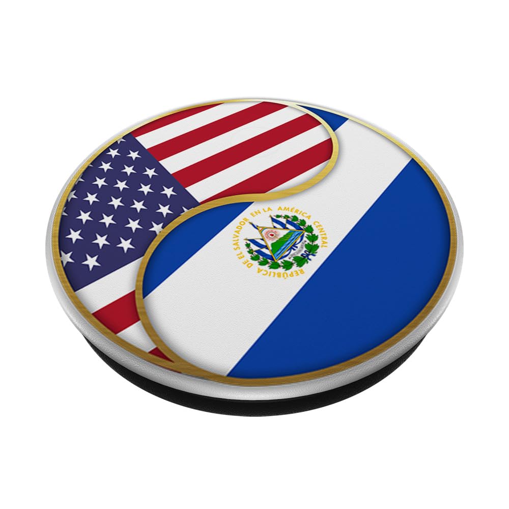 Salvadorian Flag PopSockets - Swappable PopGrip for Phones with Salvador & USA Flags - Perfect for Travel, Patriotic Events & Phone Protection