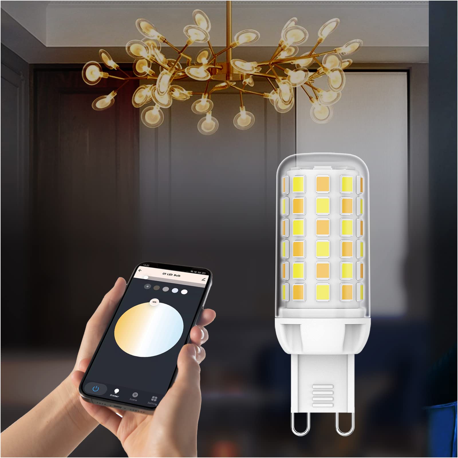 KLG Smart G9 LED Light Bulb 4W 320LM - No Flicker, WiFi Enabled, Works with Alexa & Google Home, Dimmable Smart Bulb No Hub Required (2 Pack) - Perfect for Bedroom, Living Room, and Smart Home Lighting
