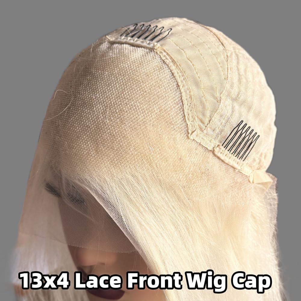 14 Inch Platinum Blonde Lace Front Human Hair Wig - Balayage Ombre Ash Blonde Bob with Dark Roots, Transparent HD Lace Frontal, Pre-Plucked Natural Hairline & Baby Hair (150% Density) | Perfect for Daily Wear, Cosplay, Parties & Special Occasions