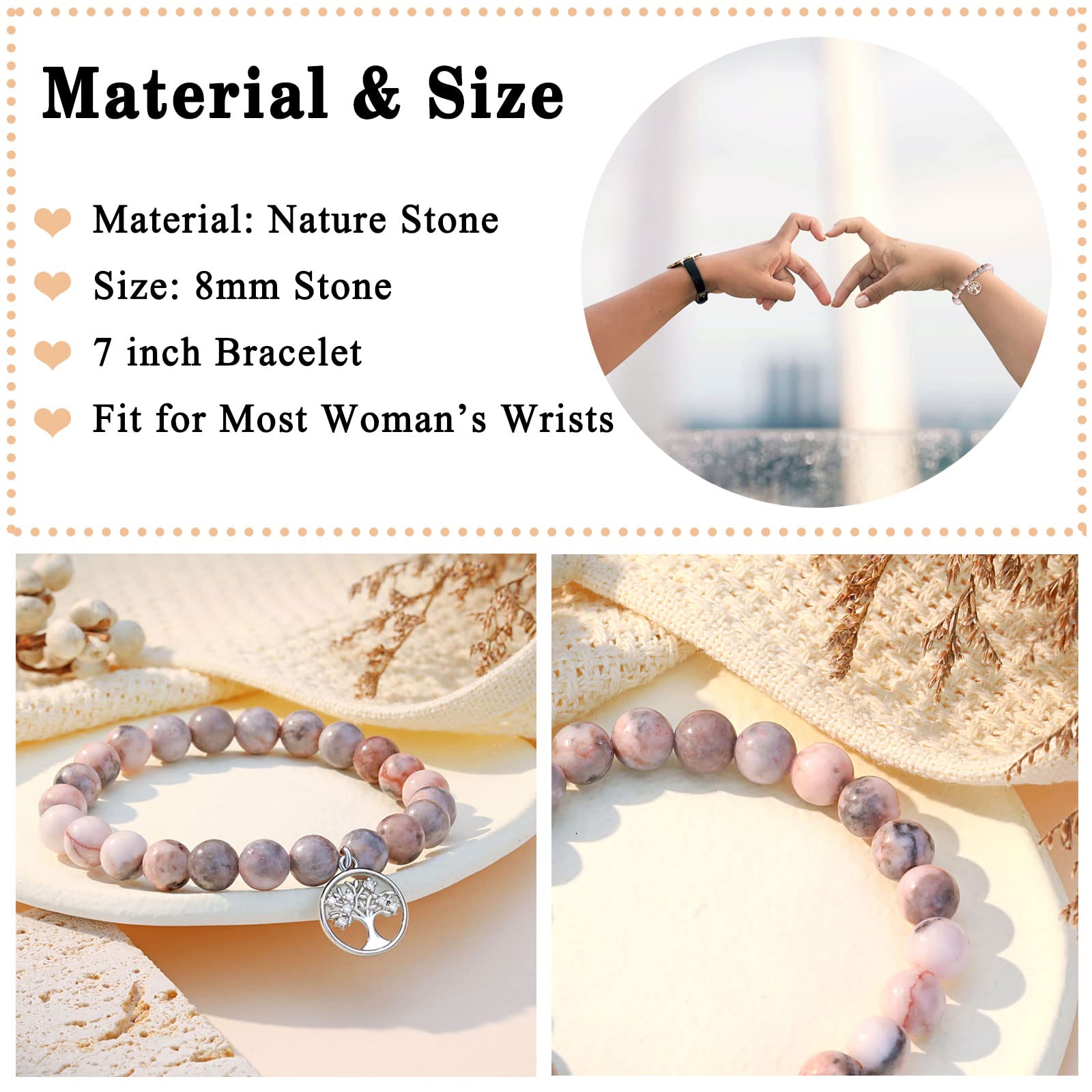Tree of Life Bracelet for Women - Spiritual Jewelry Gift for Grandma, Mom, Aunt, Sister & Teacher - Birthday, Christmas, Wedding & Mother's Day Present - Perfect for Meditation, Yoga & Daily Wear