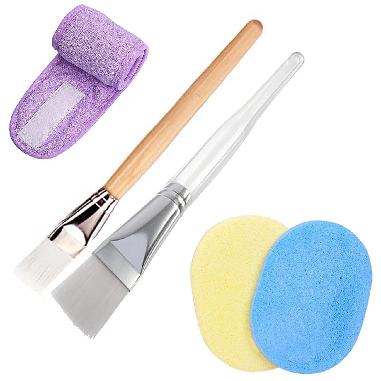 AKADO Facial Cleansing Brush Set with Headband & 2 Sponges - Gentle Exfoliating Face Brush for Women & Men - Perfect for Daily Skincare, Makeup Removal & Spa Treatments