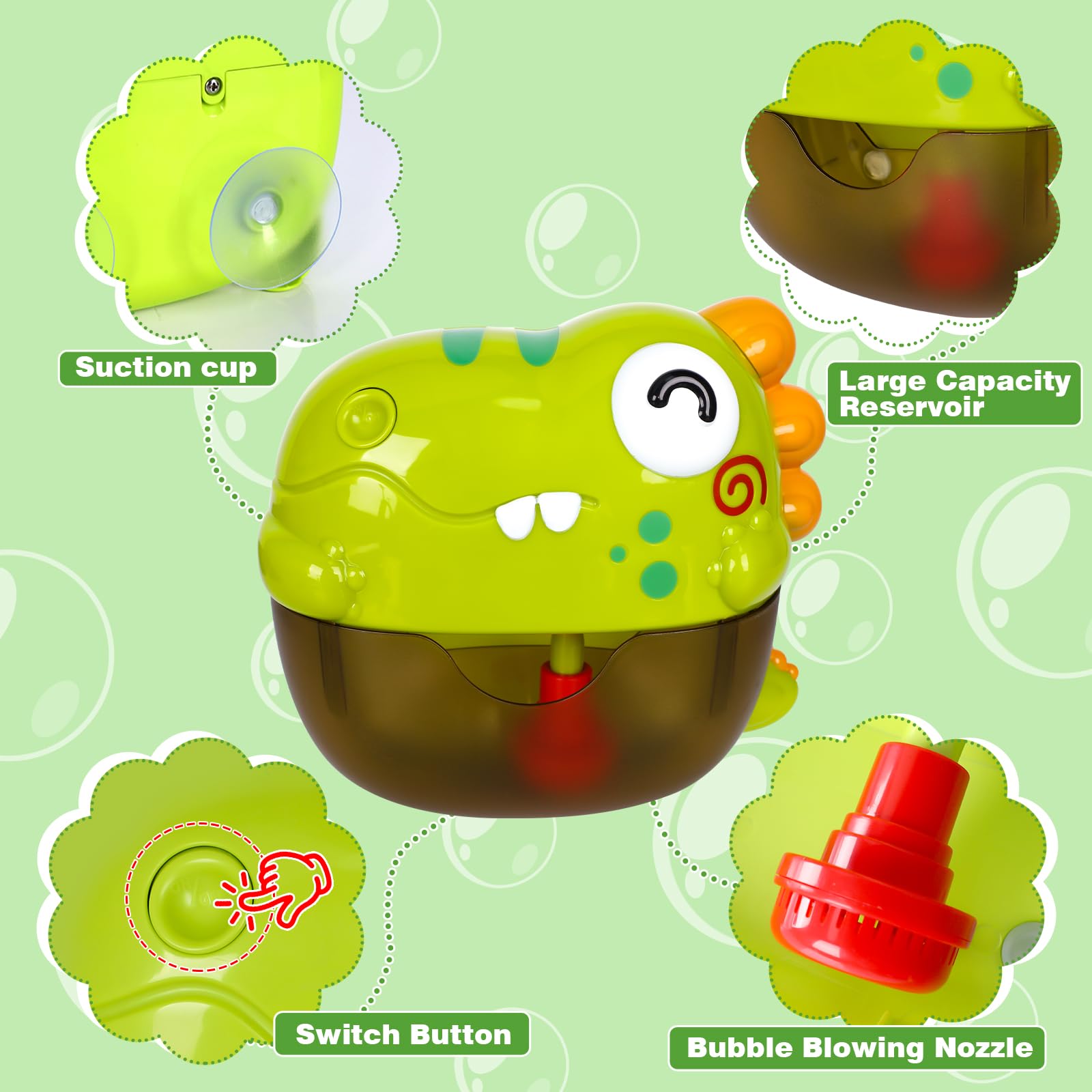 Dinosaur Bath Bubble Maker Toy for Toddlers 1-3 Years - Waterproof Musical Bath Toy for Baby Shower Play