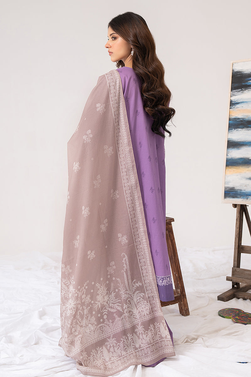 MAUVE GLINT 3PC PRINTED LAWN SUIT for Women - Floral Embroidery Pakistani Formal Dress - Perfect for Weddings, Parties & Special Occasions