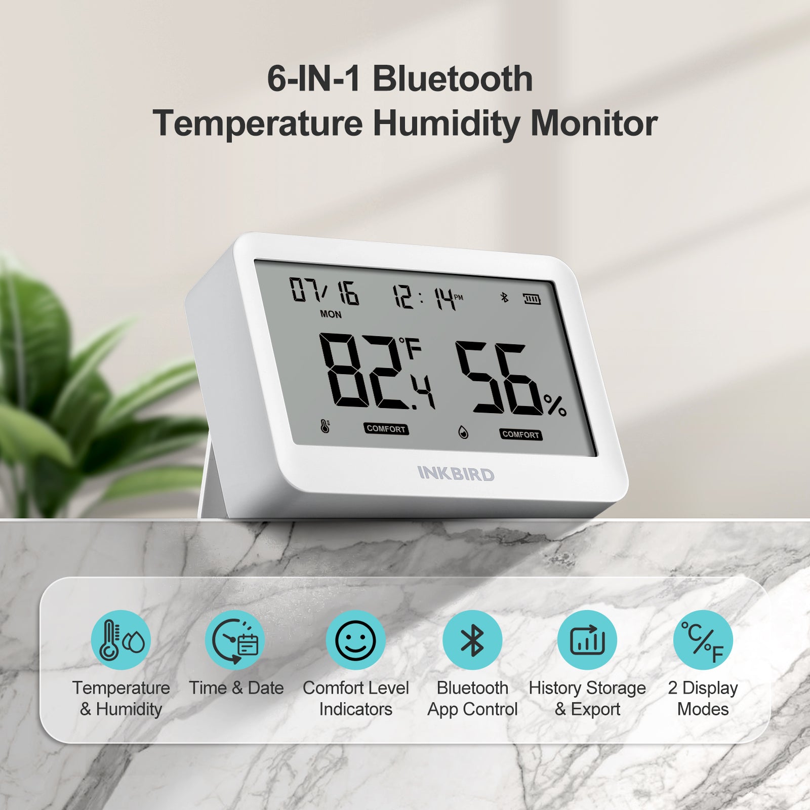 Bluetooth Hygrometer Thermometer ITH 21 B - Wireless Indoor Temperature Humidity Monitor for Home, Greenhouse, Wine Cellar & Baby Room